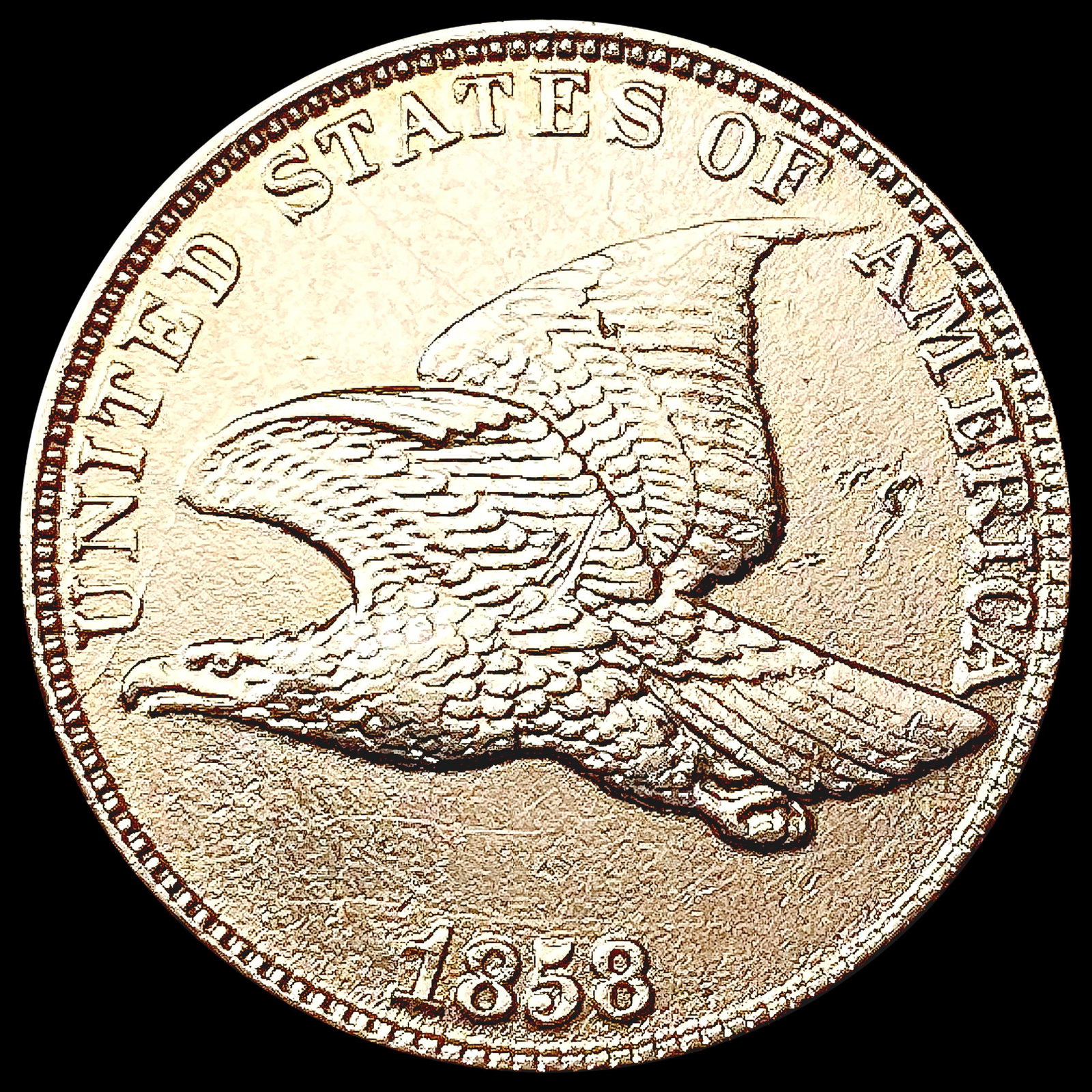1858 RED Flying Eagle Cent UNCIRCULATED (1 of 2)