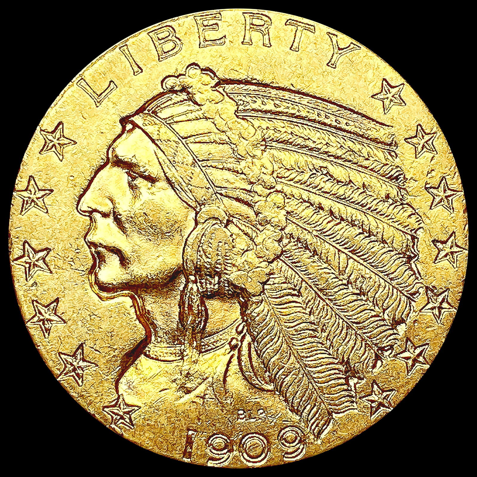 1909-D $5 Gold Half Eagle CLOSELY UNCIRCULATED (1 of 2)