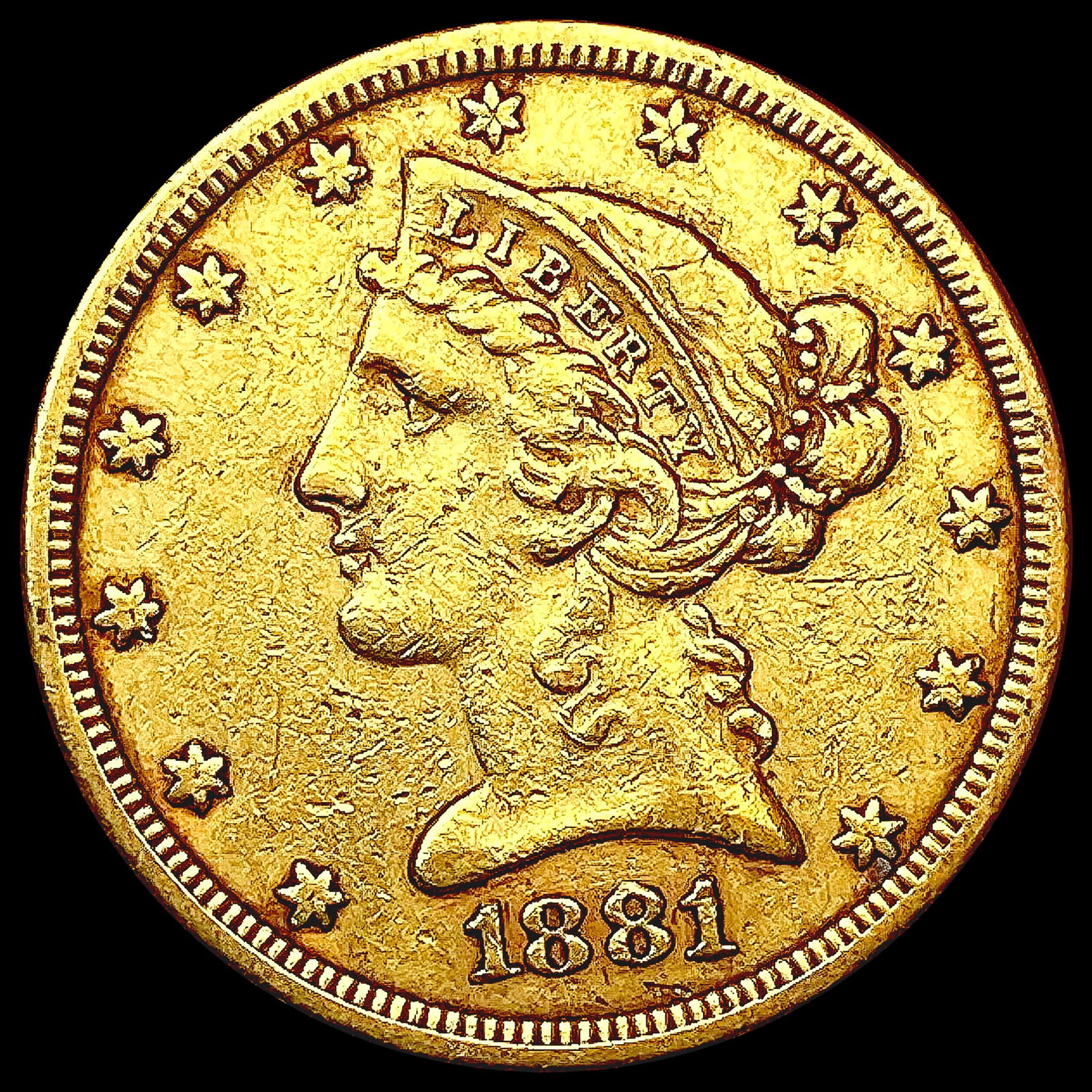 1881 $5 Gold Half Eagle CHOICE AU (1 of 2)