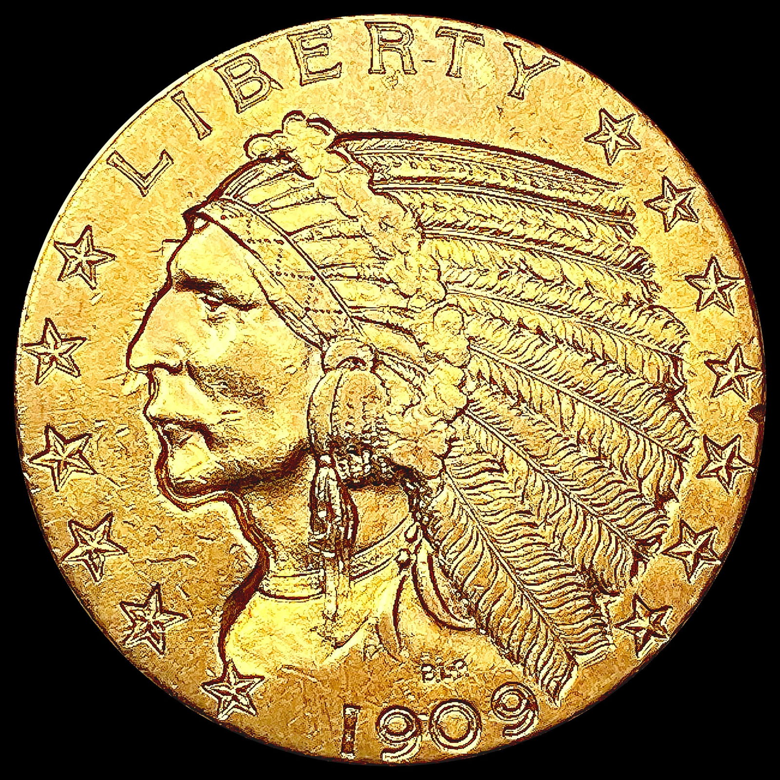 1909-D $5 Gold Half Eagle CLOSELY UNCIRCULATED (1 of 2)