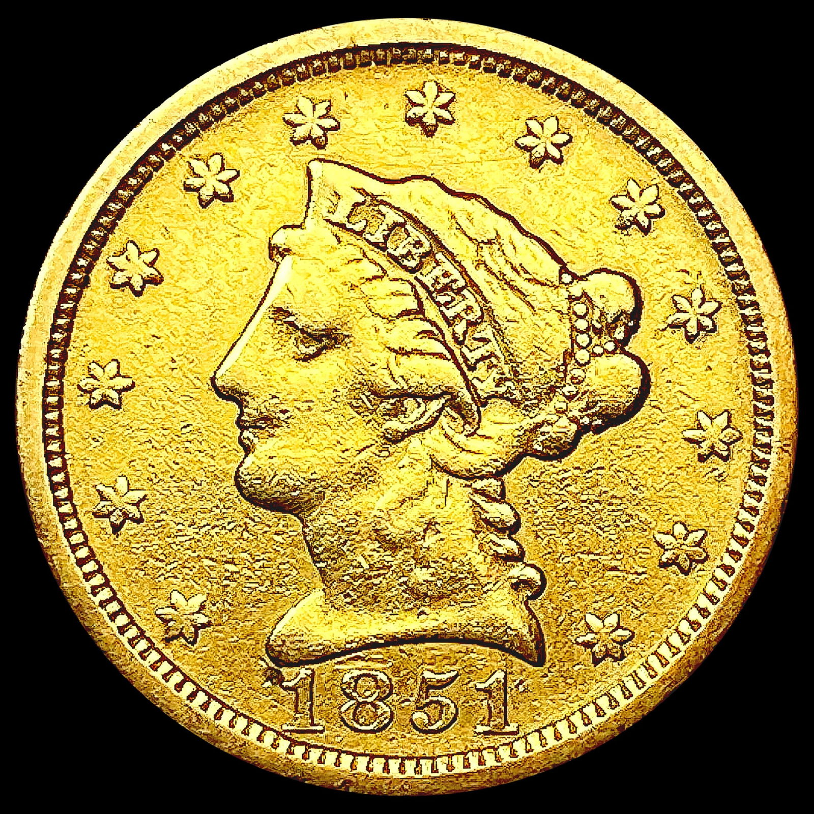 1851 $2.50 Gold Quarter Eagle CLOSELY UNCIRCULATED (1 of 2)