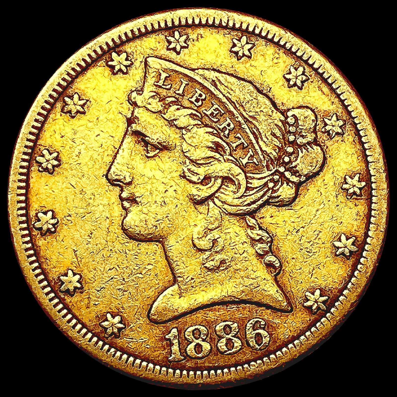 1886-S $5 Gold Half Eagle CLOSELY UNCIRCULATED (1 of 2)