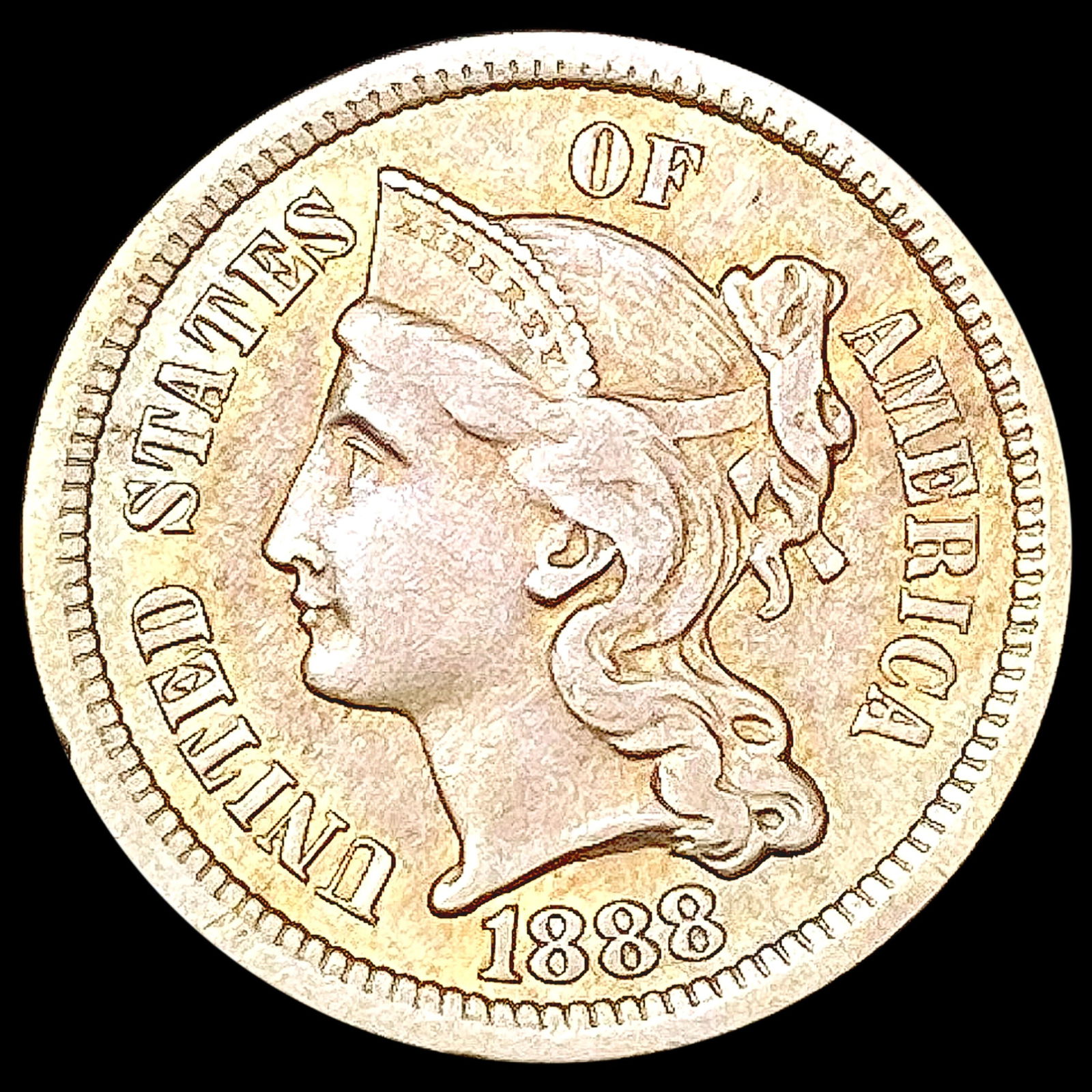 1888 Nickel Three Cent CLOSELY UNCIRCULATED (1 of 2)