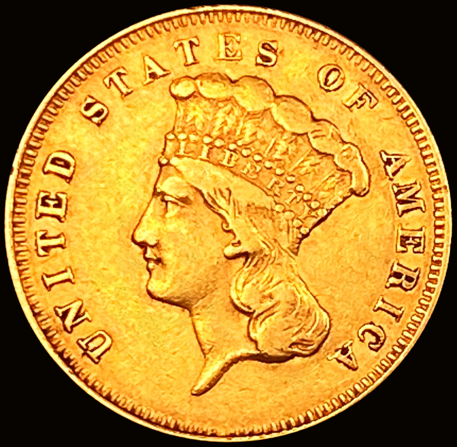 1863 $3 Gold Piece CHOICE AU (1 of 2)