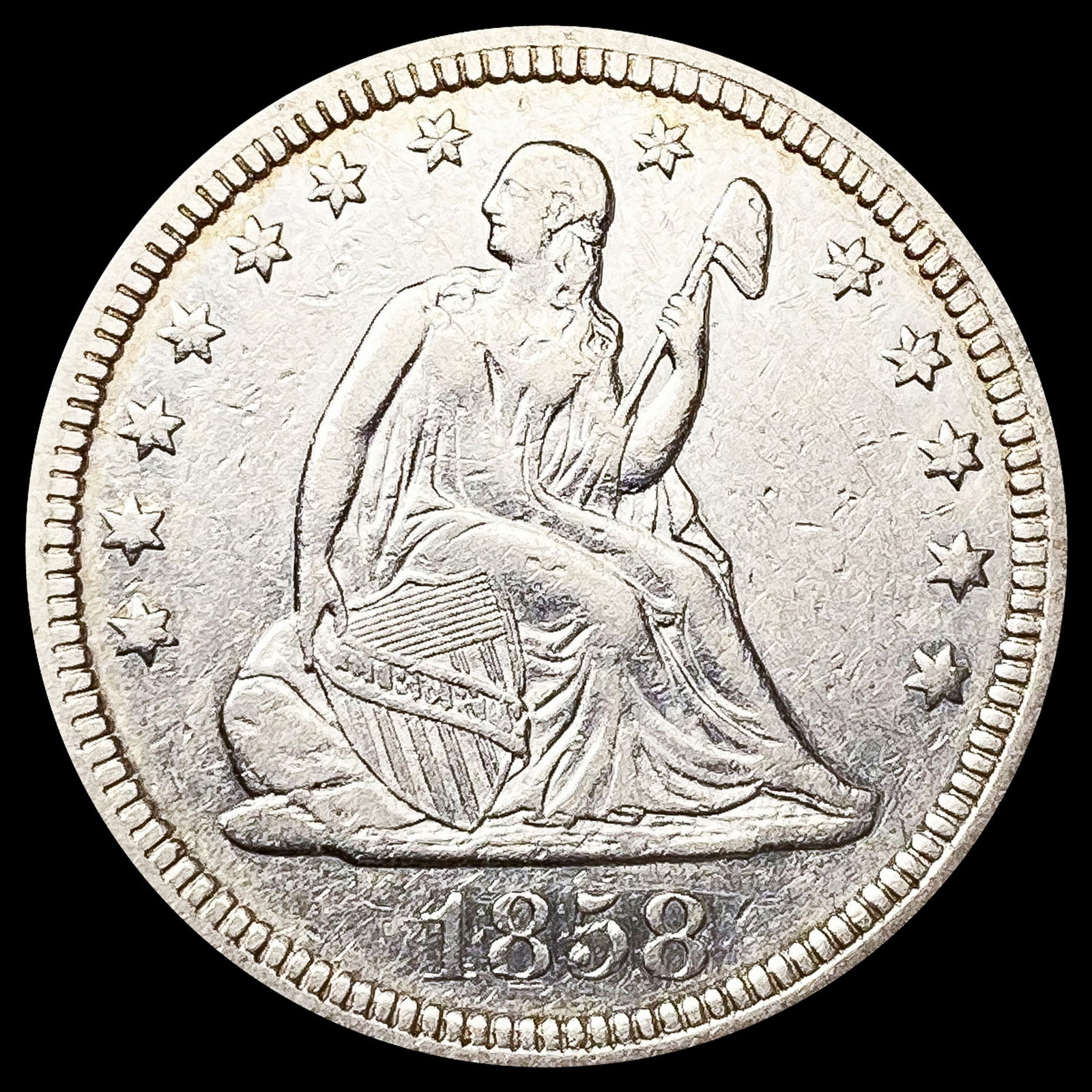 1858 Seated Liberty Quarter CLOSELY UNCIRCULATED (1 of 2)