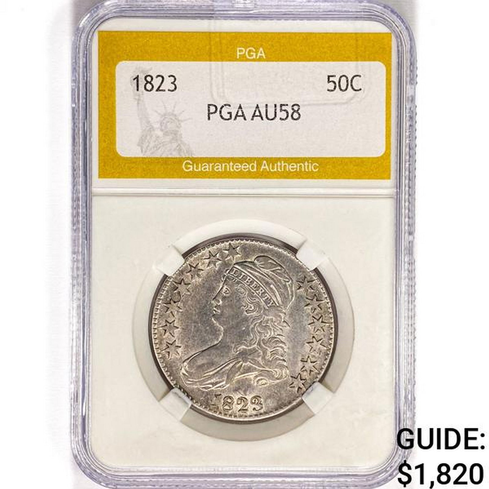 1823 Capped Bust Half Dollar PGA AU58 (1 of 2)