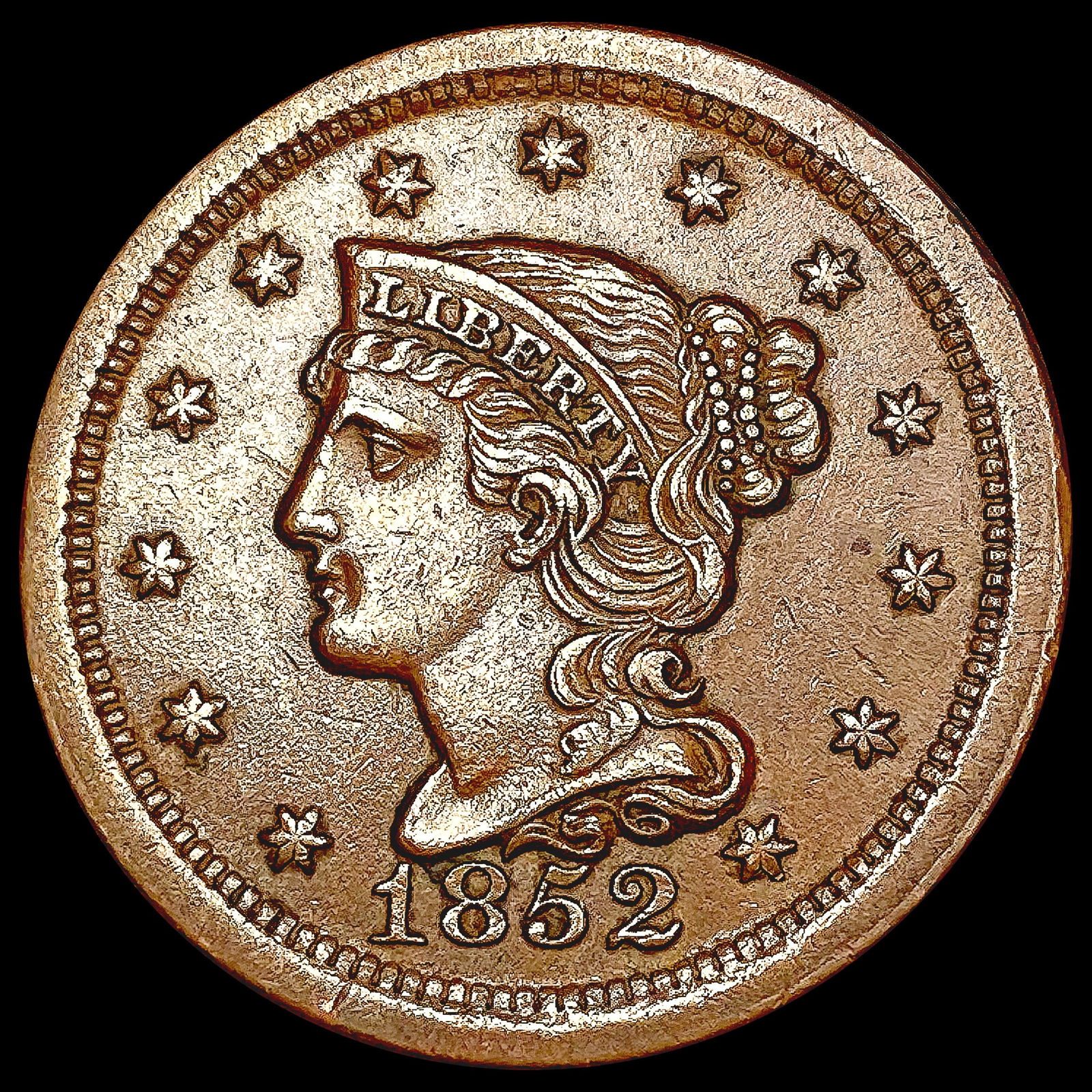 1852 Braided Hair Large Cent CLOSELY UNCIRCULATED (1 of 2)