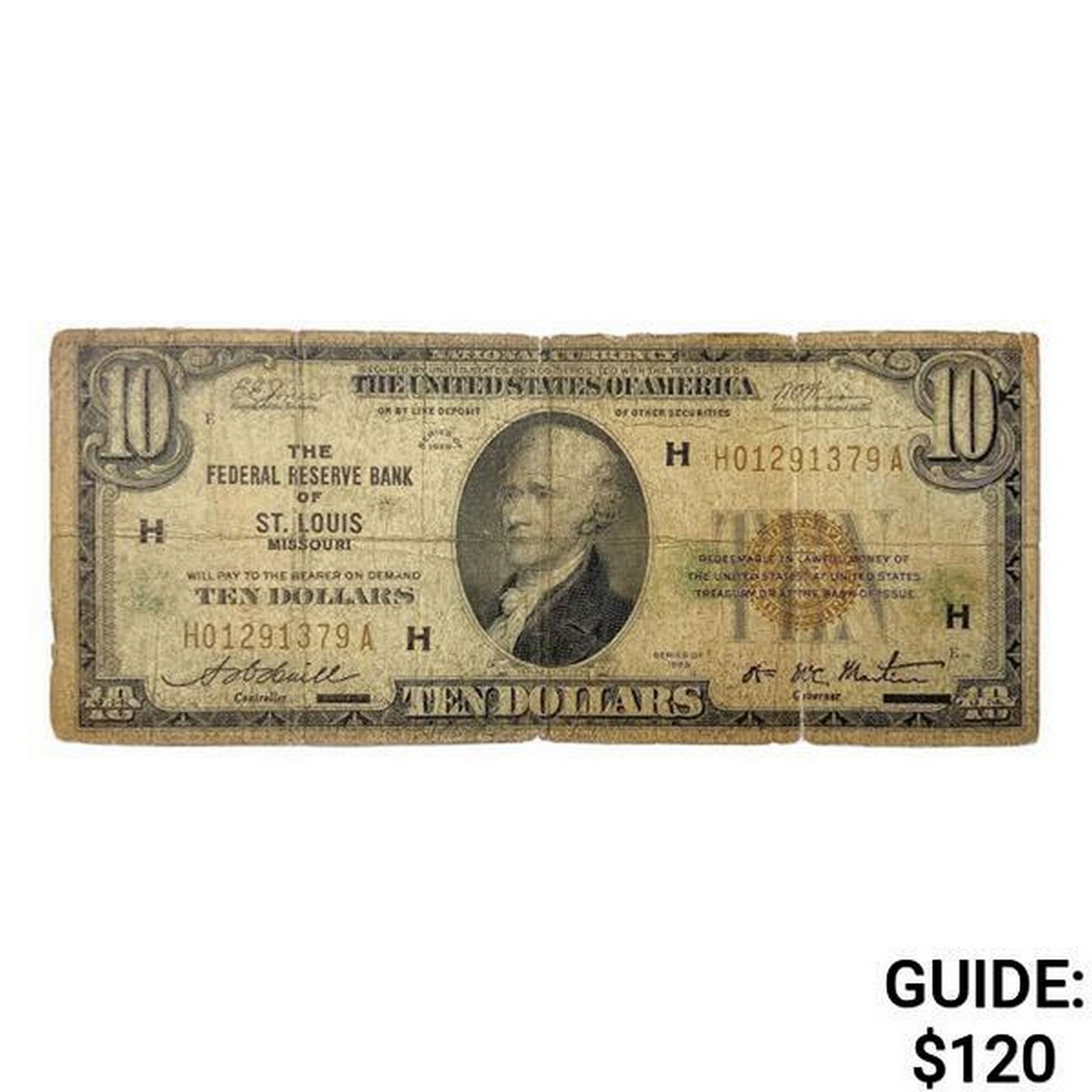 1929 H US St Louis Bank, MO $10 Fed Res Note (1 of 2)