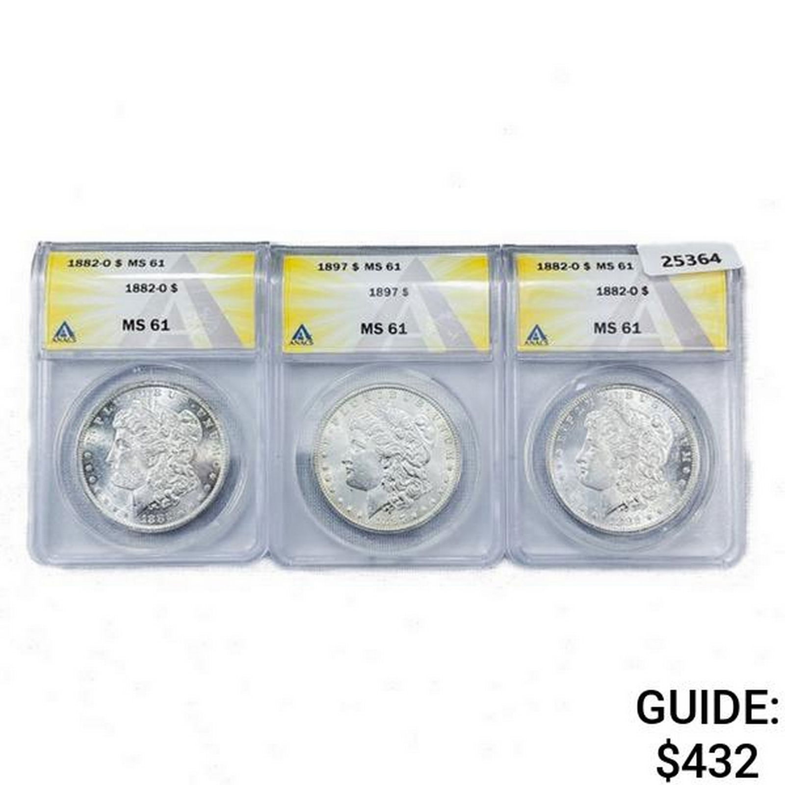 1882-O [2], 1897 Set [3] Morgan Dollars ANACS MS61 (1 of 2)