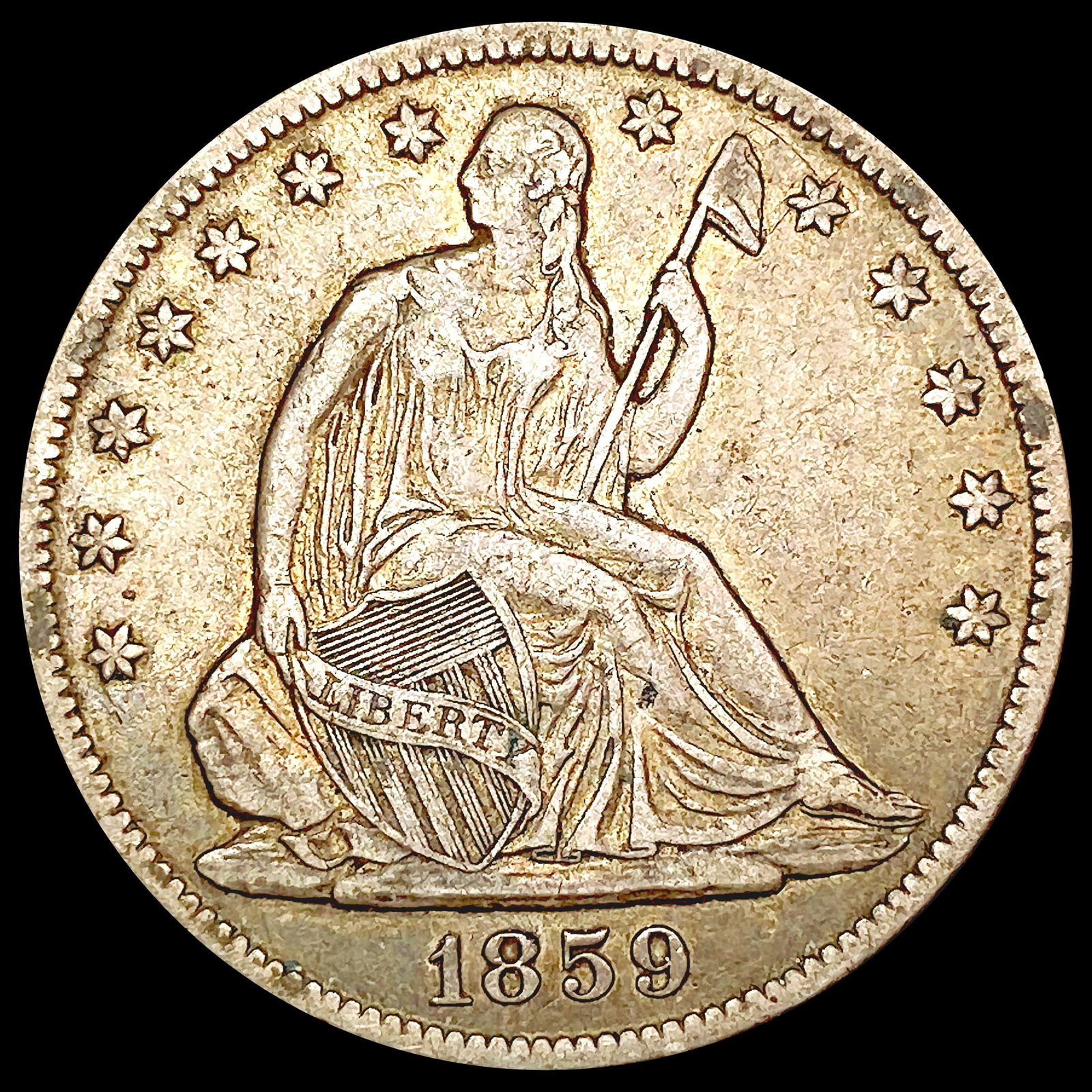 1859-O Seated Liberty Half Dollar LIGHTLY CIRCULAT (1 of 2)