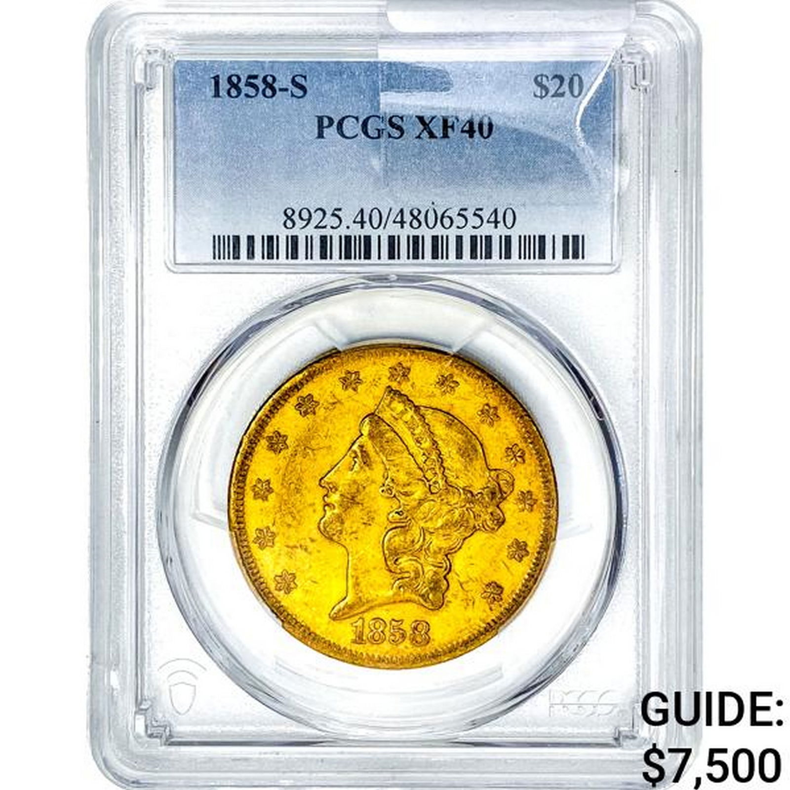 1858-S $20 Gold Double Eagle PCGS XF40 (1 of 2)