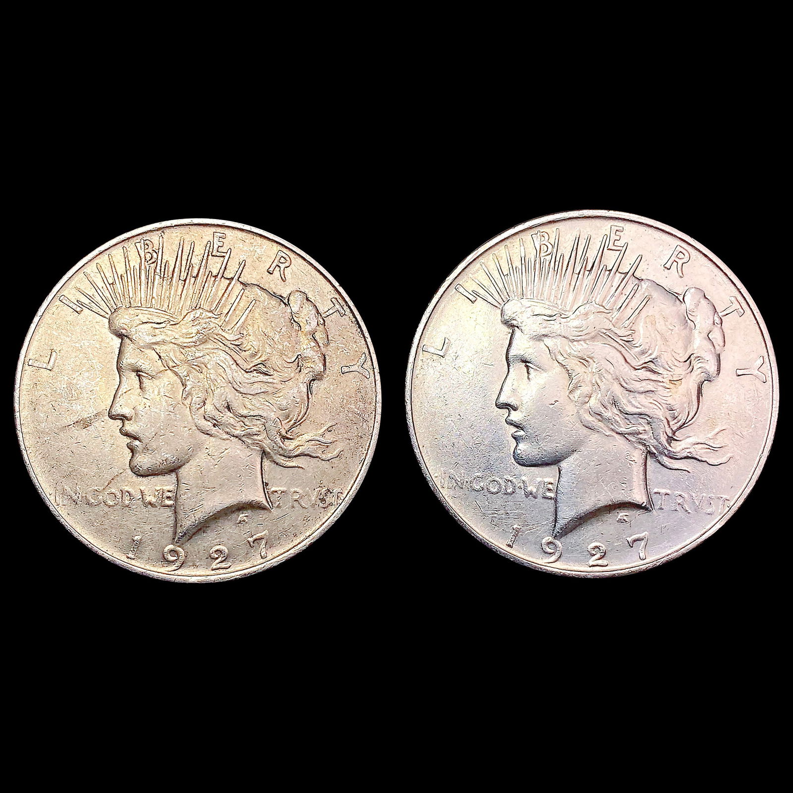 [2] 1927-D Peace Silver Dollars CLOSELY UNCIRCULAT (1 of 2)