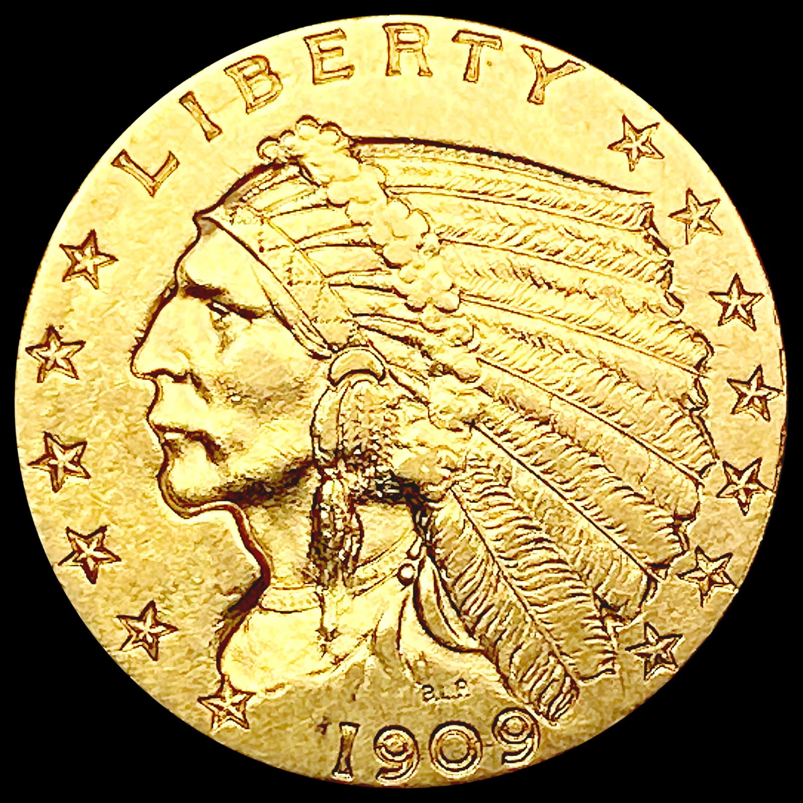 1909 $2.50 Gold Quarter Eagle CLOSELY UNCIRCULATED (1 of 2)