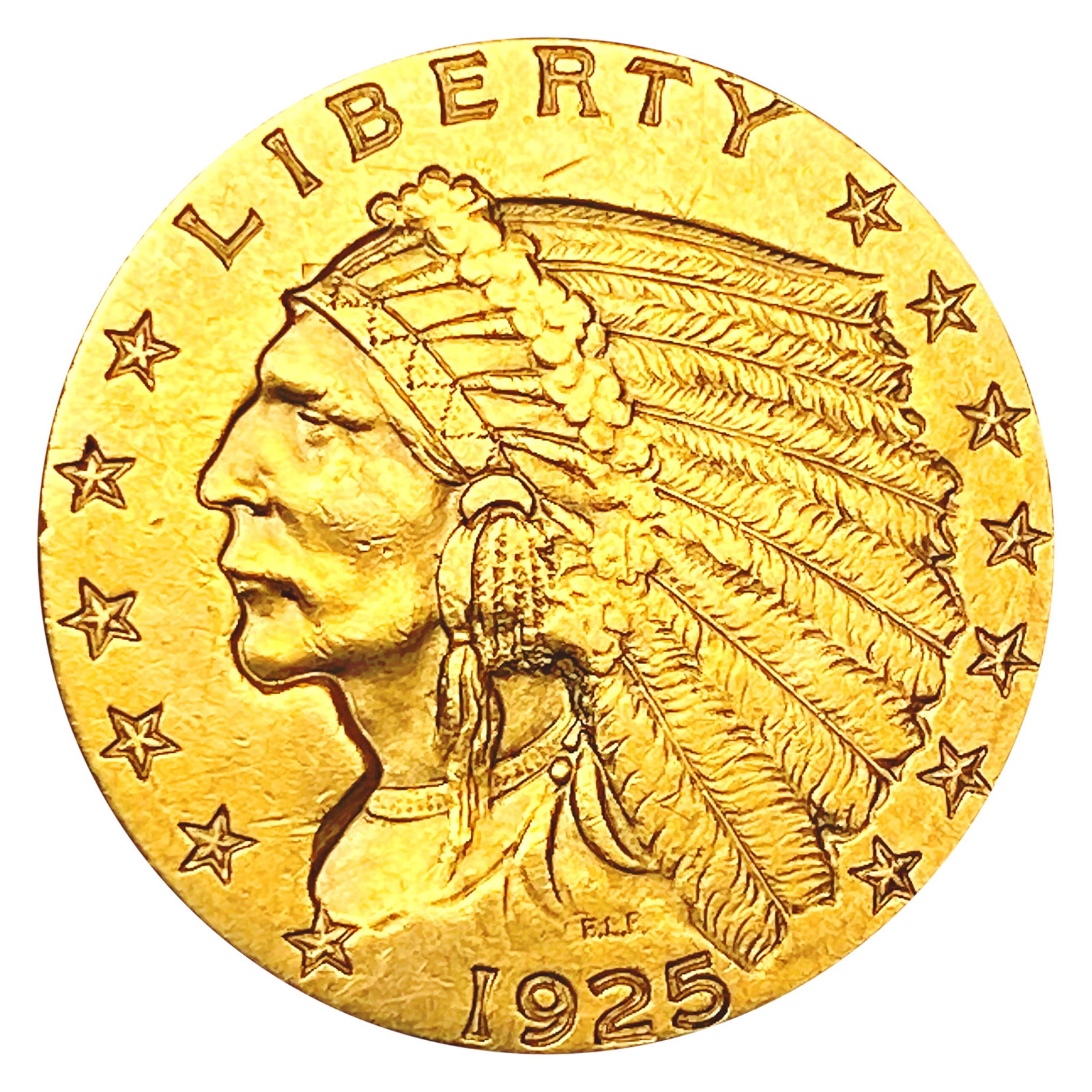 1925-D $5 Gold Half Eagle CHOICE AU: 1925-D $5 Gold Half Eagle CHOICE AU