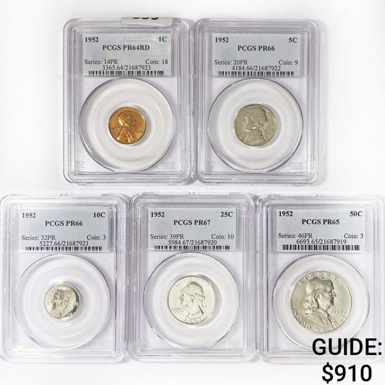 1952 US Coin Set (5 Coins) PCGS PR (1 of 2)
