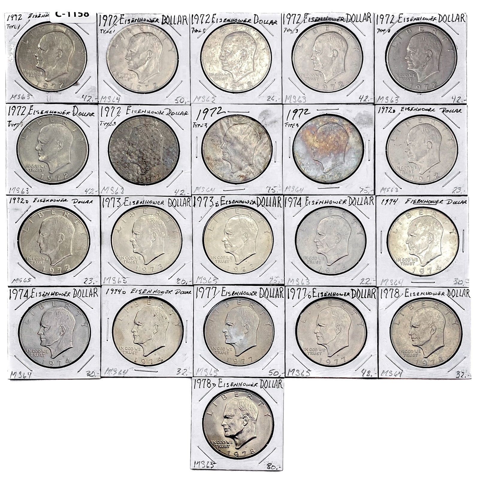 1972-1978 Eisenhower Silver Dollars [21 Coins] (1 of 2)