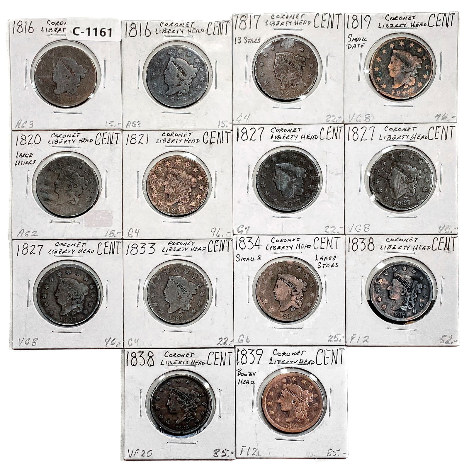 1816-1839 US Large Cents [14 Coins] (1 of 2)