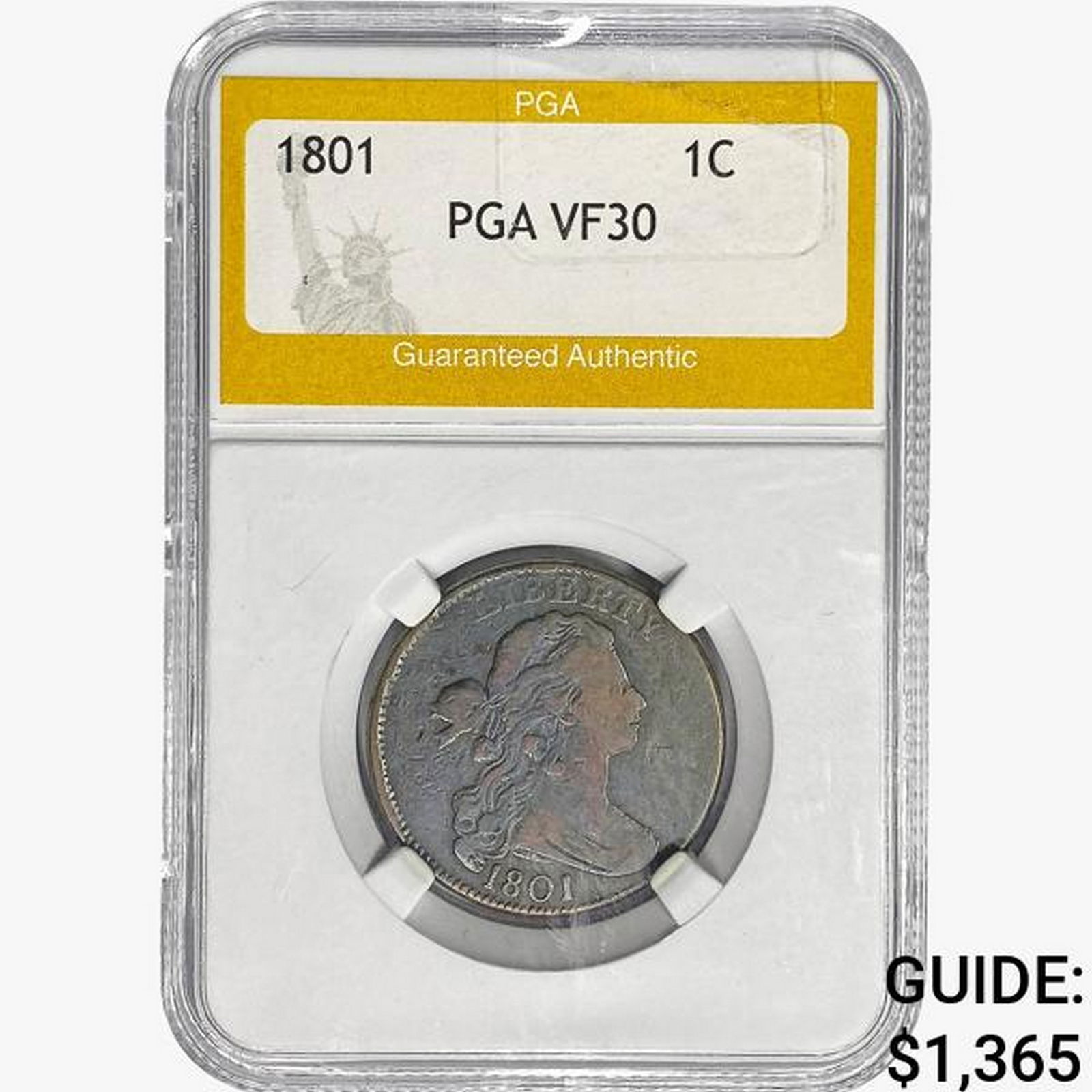 1801 Draped Bust Large Cent PGA VF30 (1 of 2)