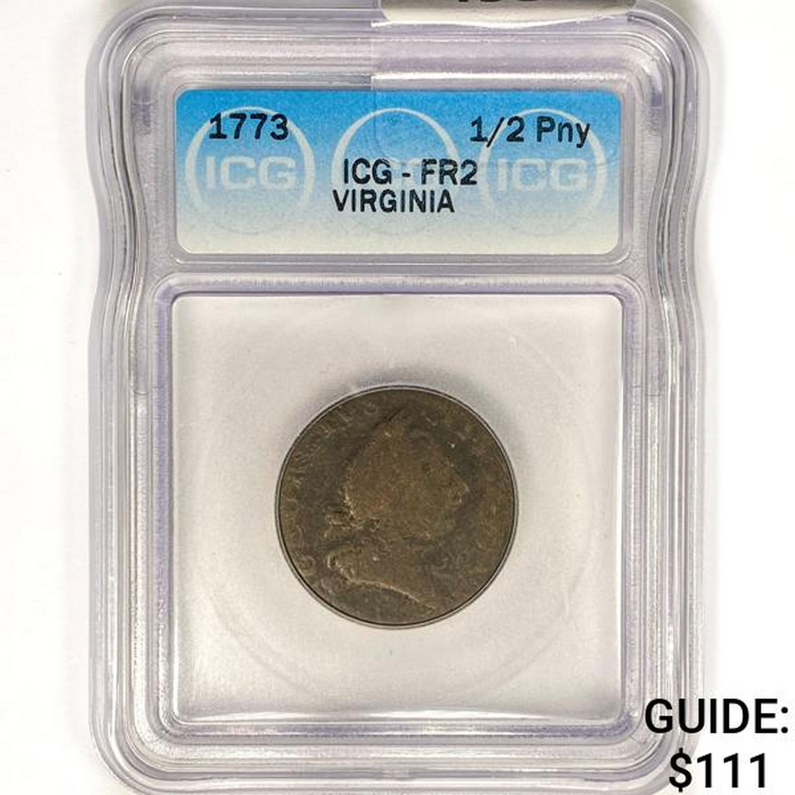 1773 Virginia Colonial Half Penny ICG FR2 (1 of 2)