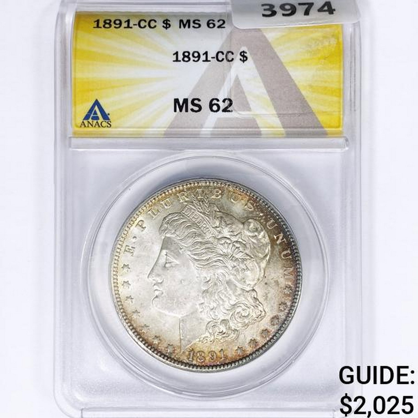 1891-CC Morgan Silver Dollar ANACS MS62: 1891-CC Morgan Silver Dollar ANACS MS62