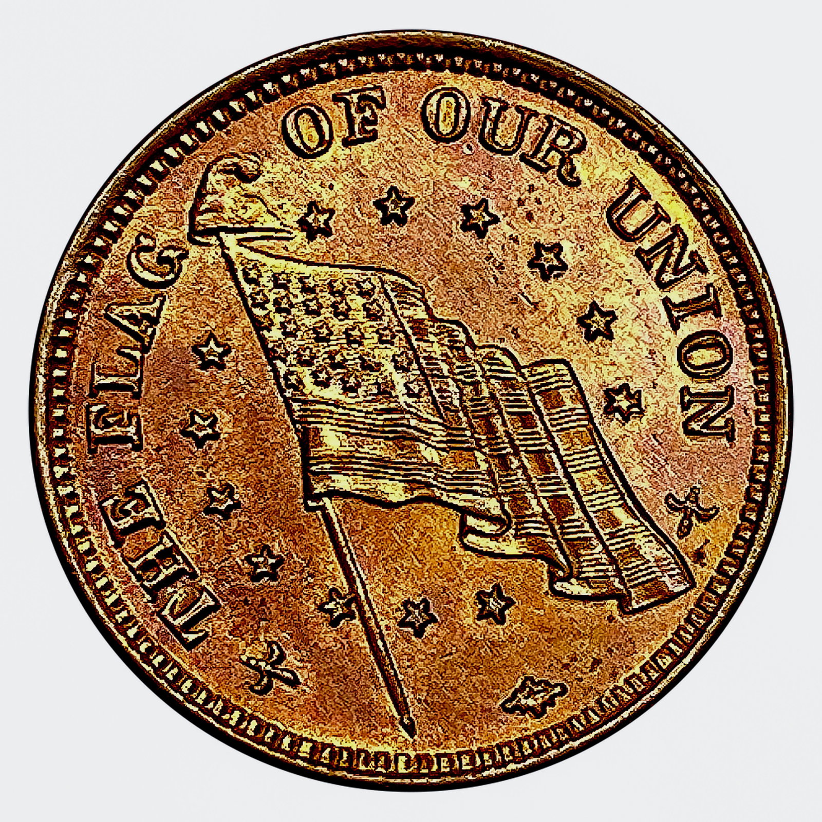 1863 Flag of Our Union Dix Civil War Token: 1863 Flag of Our Union Dix Civil War Token