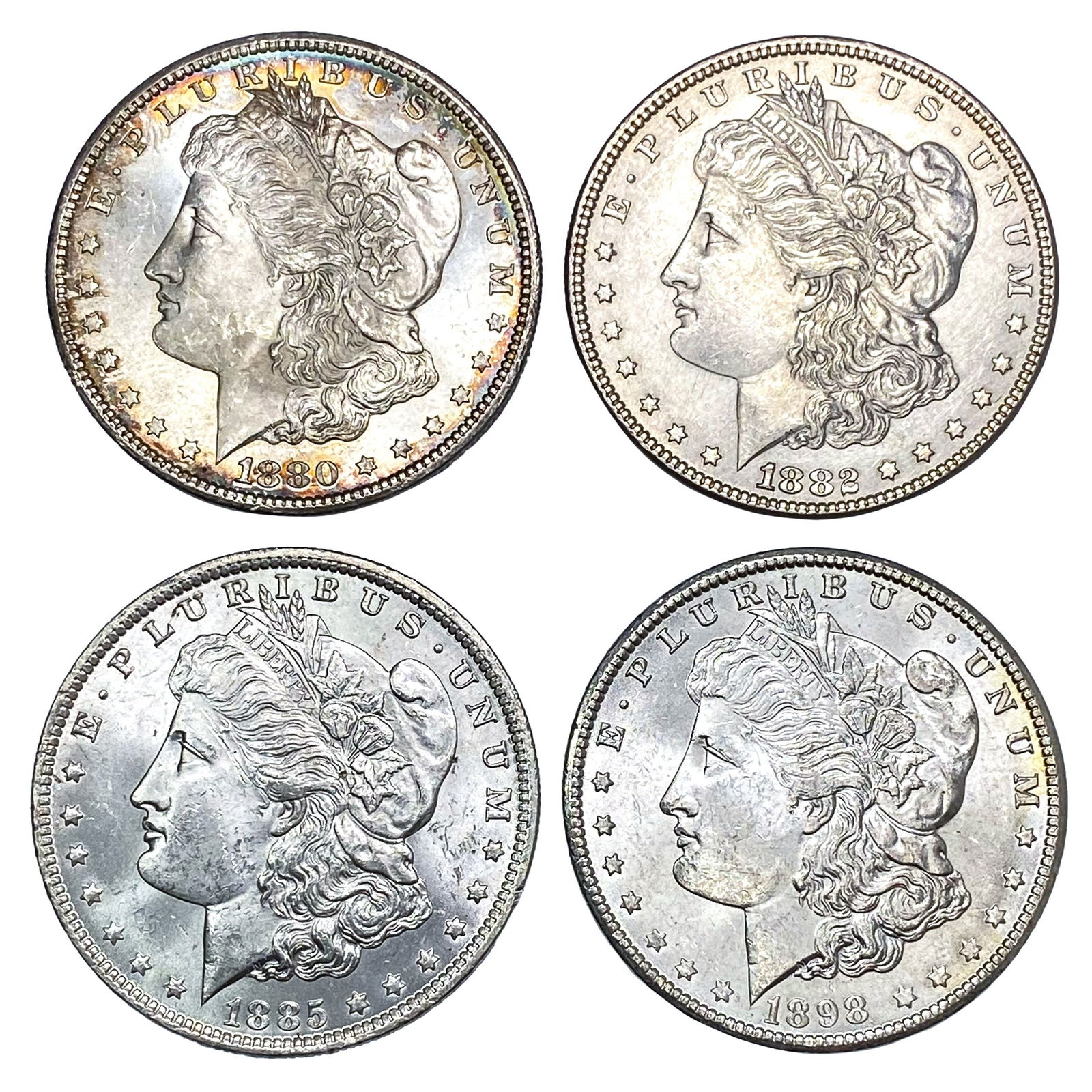 1880-1898 Morgan Silver Dollars [4 Coins] (1 of 2)