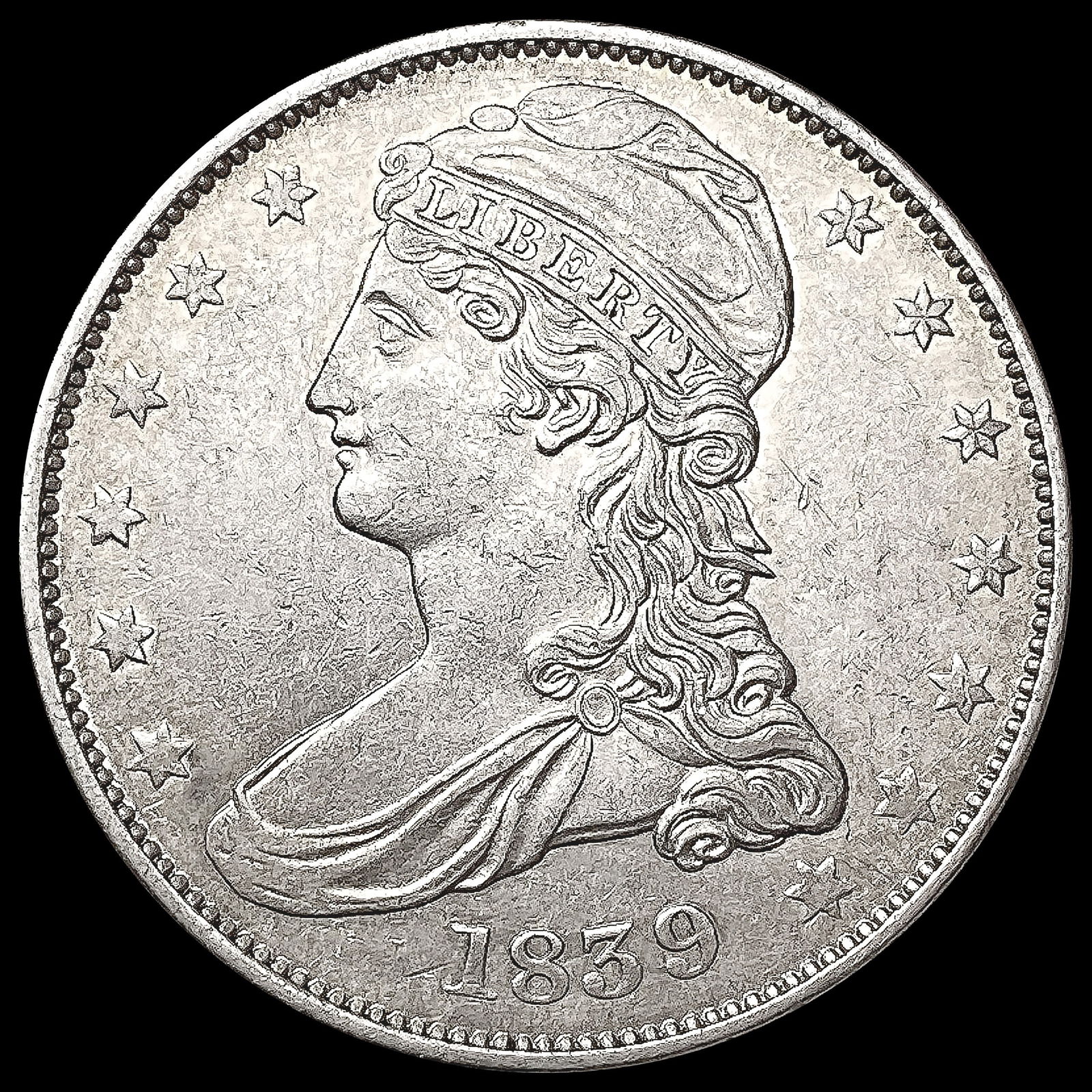 1839 Capped Bust Half Dollar CLOSELY UNCIRCULATED (1 of 2)