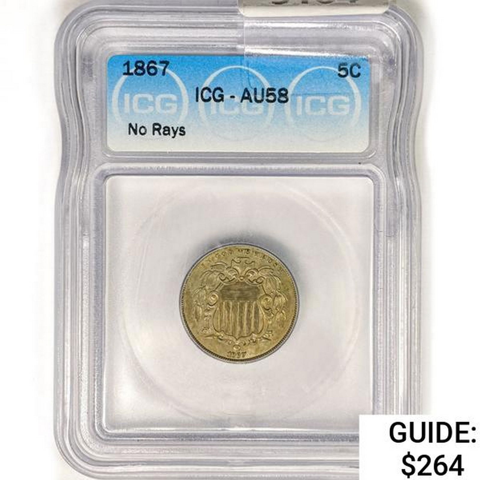 1867 Shield Nickel ICG AU58 No Rays (1 of 2)