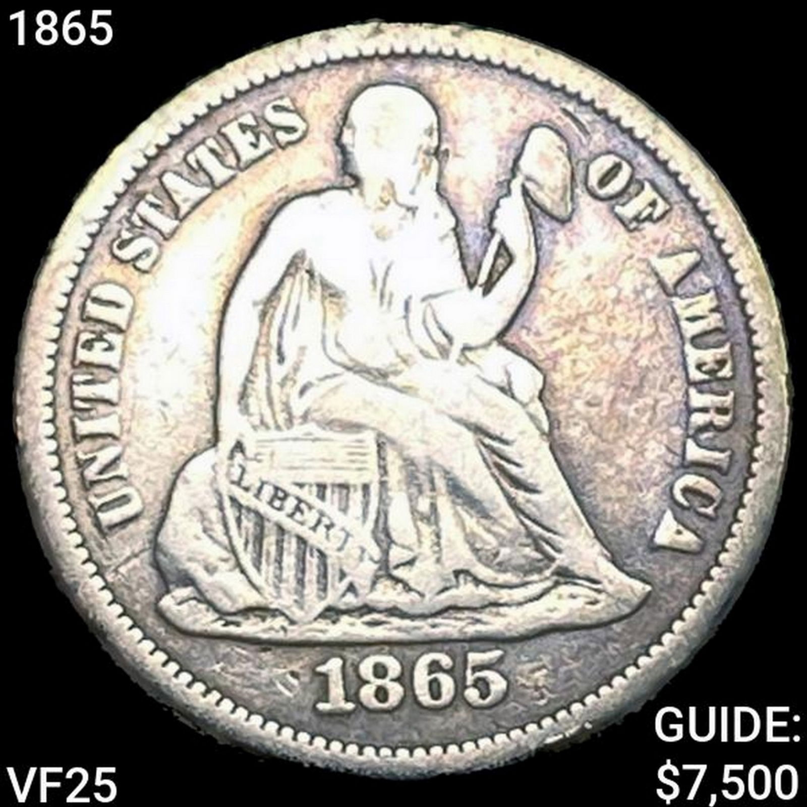 1865 Seated Liberty Dime LIGHTLY CIRCULATED (1 of 2)