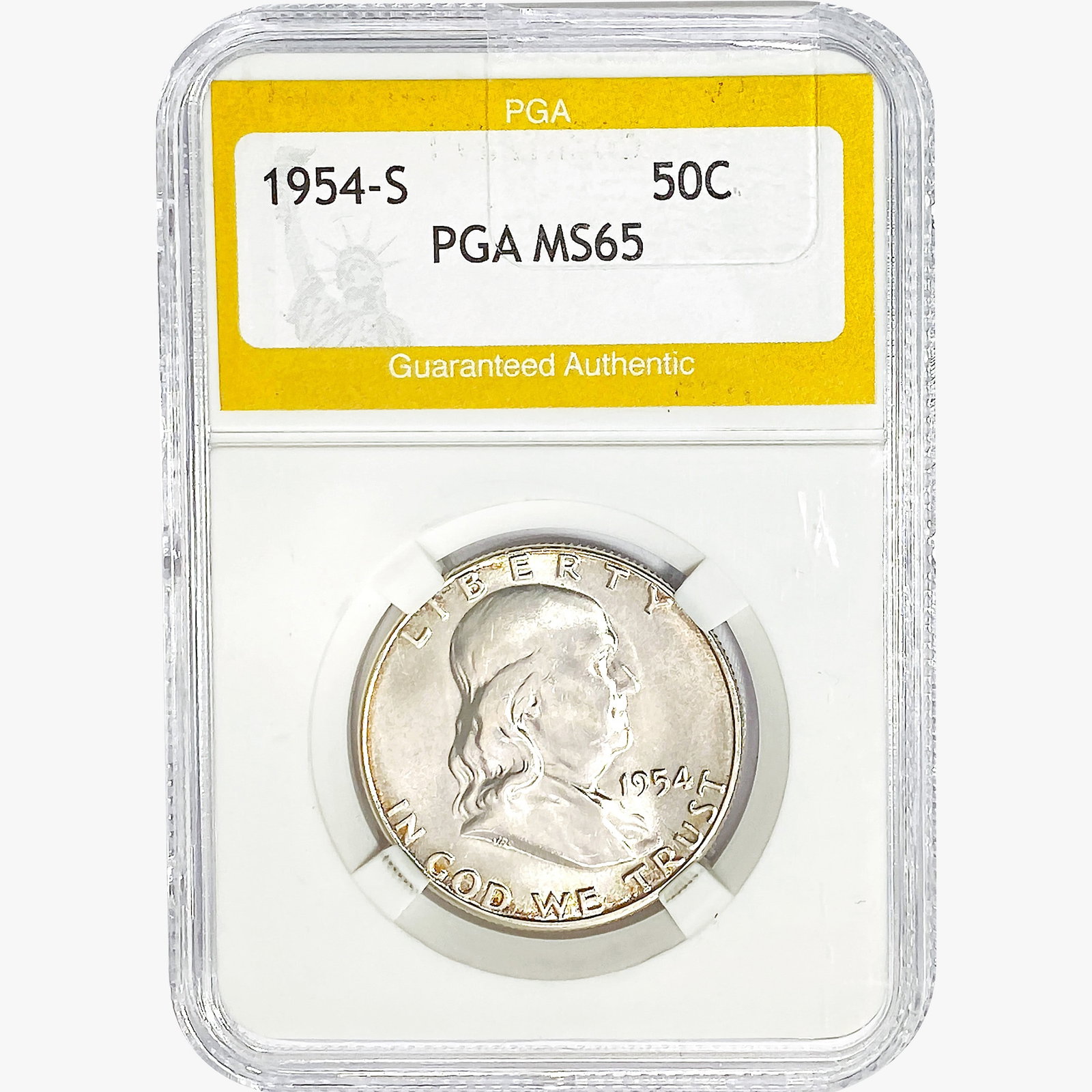 1954-S Franklin Half Dollar PGA MS65: 1954-S Franklin Half Dollar PGA MS65
