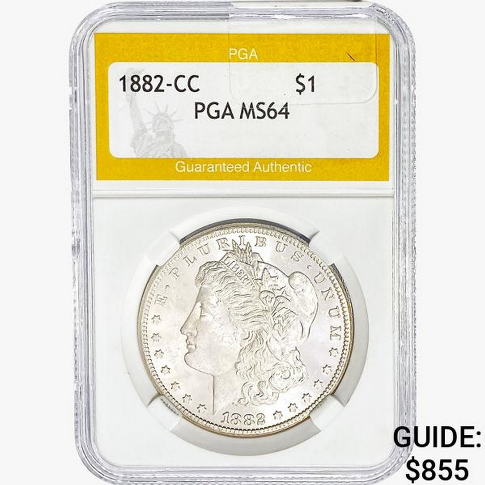 1882-CC Morgan Silver Dollar PGA MS64: 1882-CC Morgan Silver Dollar PGA MS64