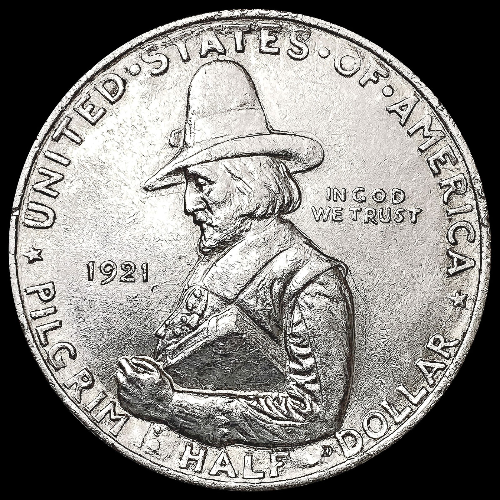 1921 Pilgrim Half Dollar CLOSELY UNCIRCULATED (1 of 2)