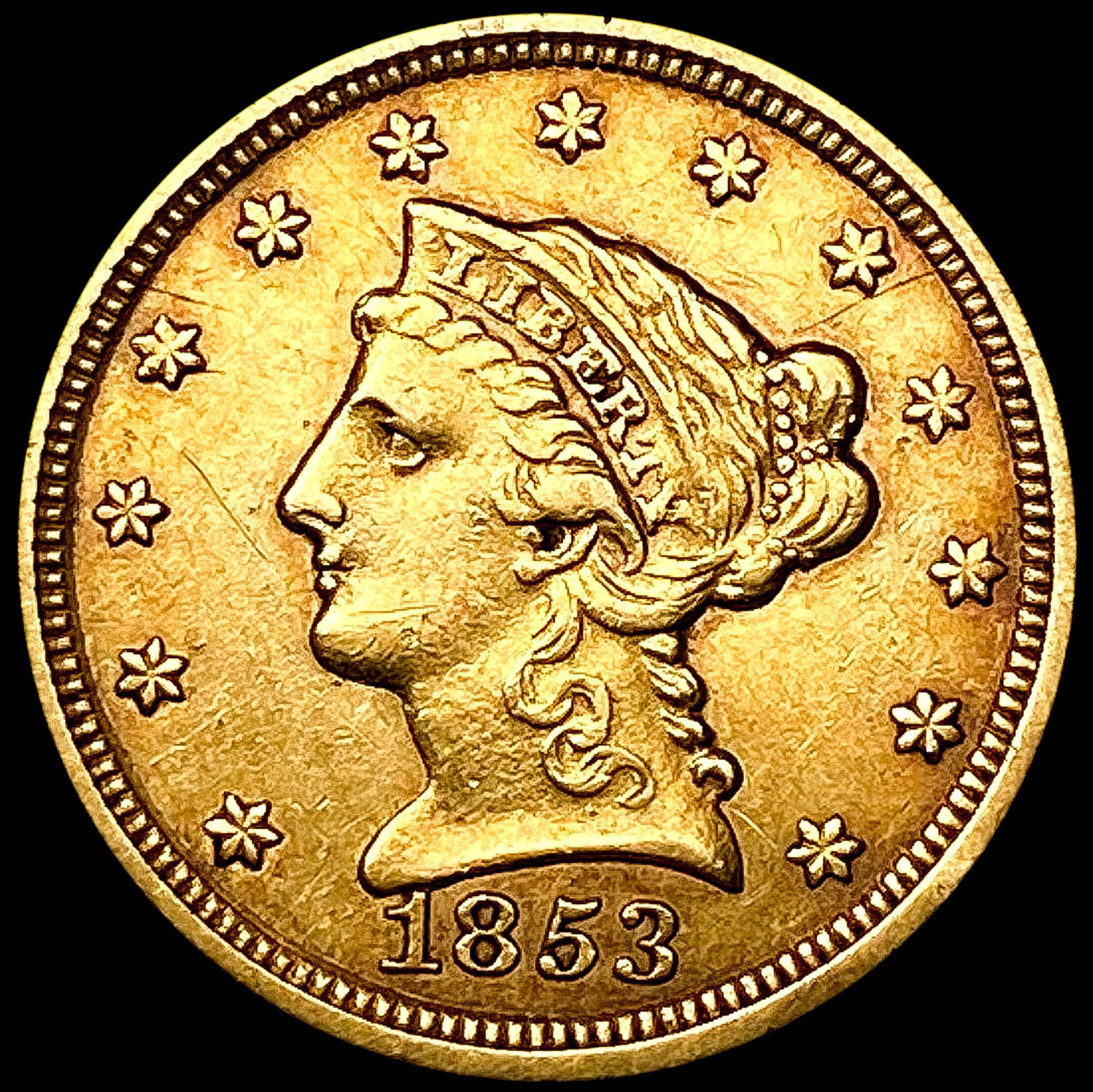 1853 $2.50 Gold Quarter Eagle CLOSELY UNCIRCULATED (1 of 2)