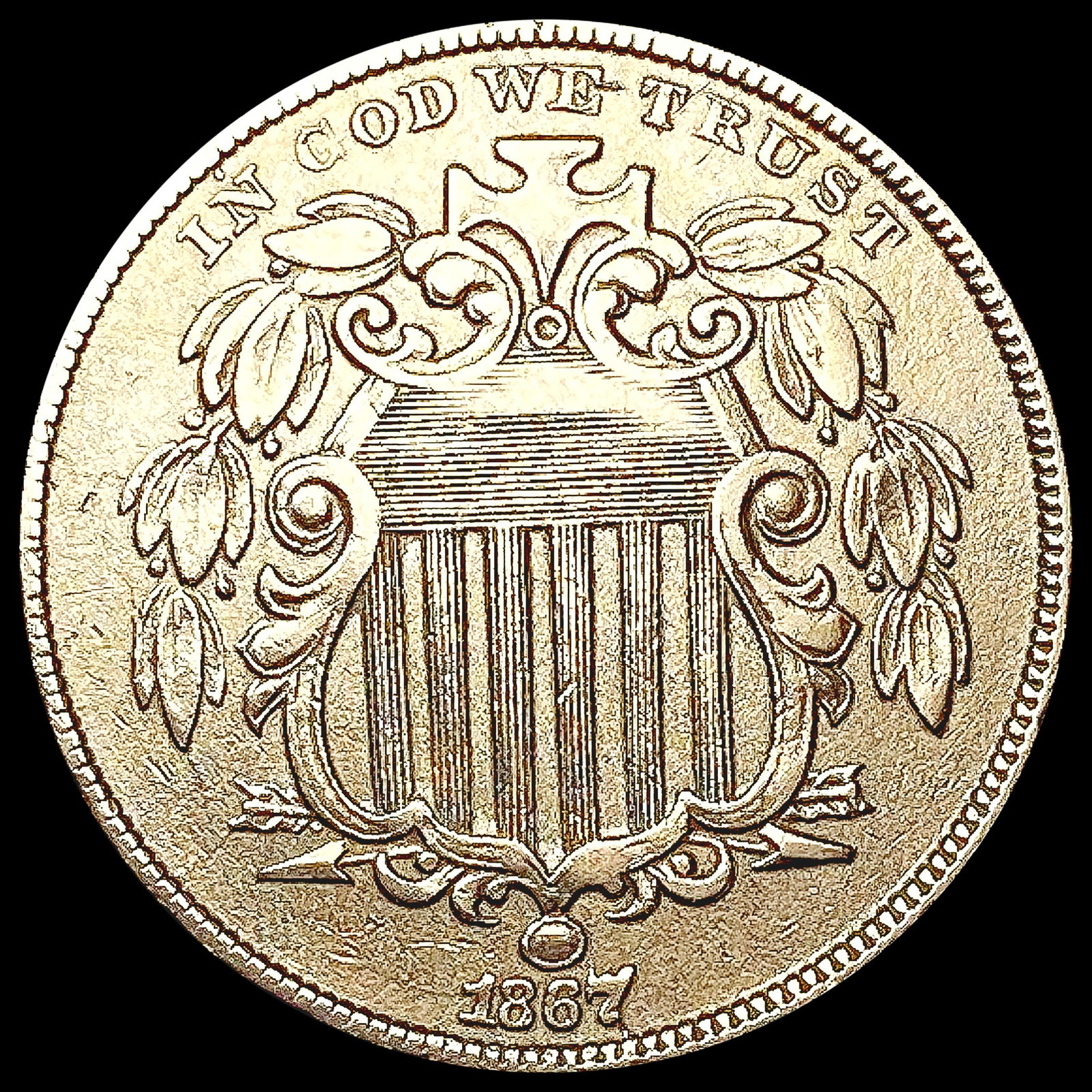 1867 Rays Shield Nickel CLOSELY UNCIRCULATED (1 of 2)