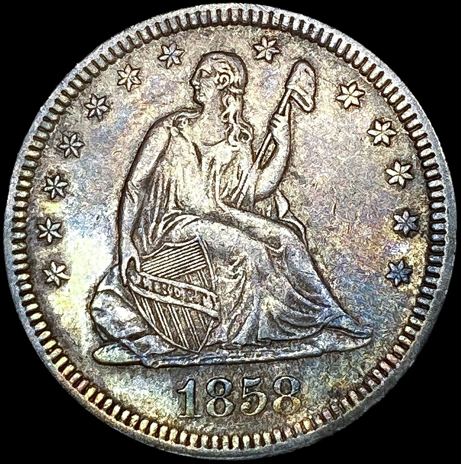 1858 Seated Liberty Quarter CLOSELY UNCIRCULATED (1 of 2)