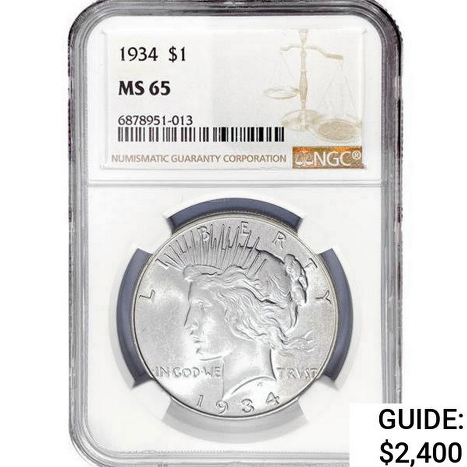 1934 Silver Peace Dollar NGC MS65 (1 of 2)