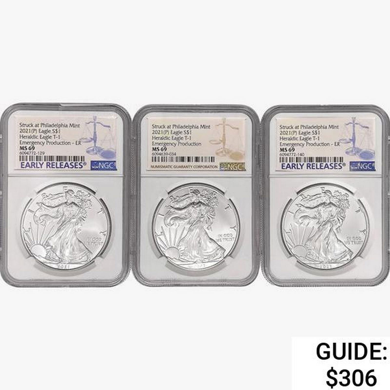 [3] 2021 Silver Eagle NGC MS69 Heraldic Eagle T-1 (1 of 2)