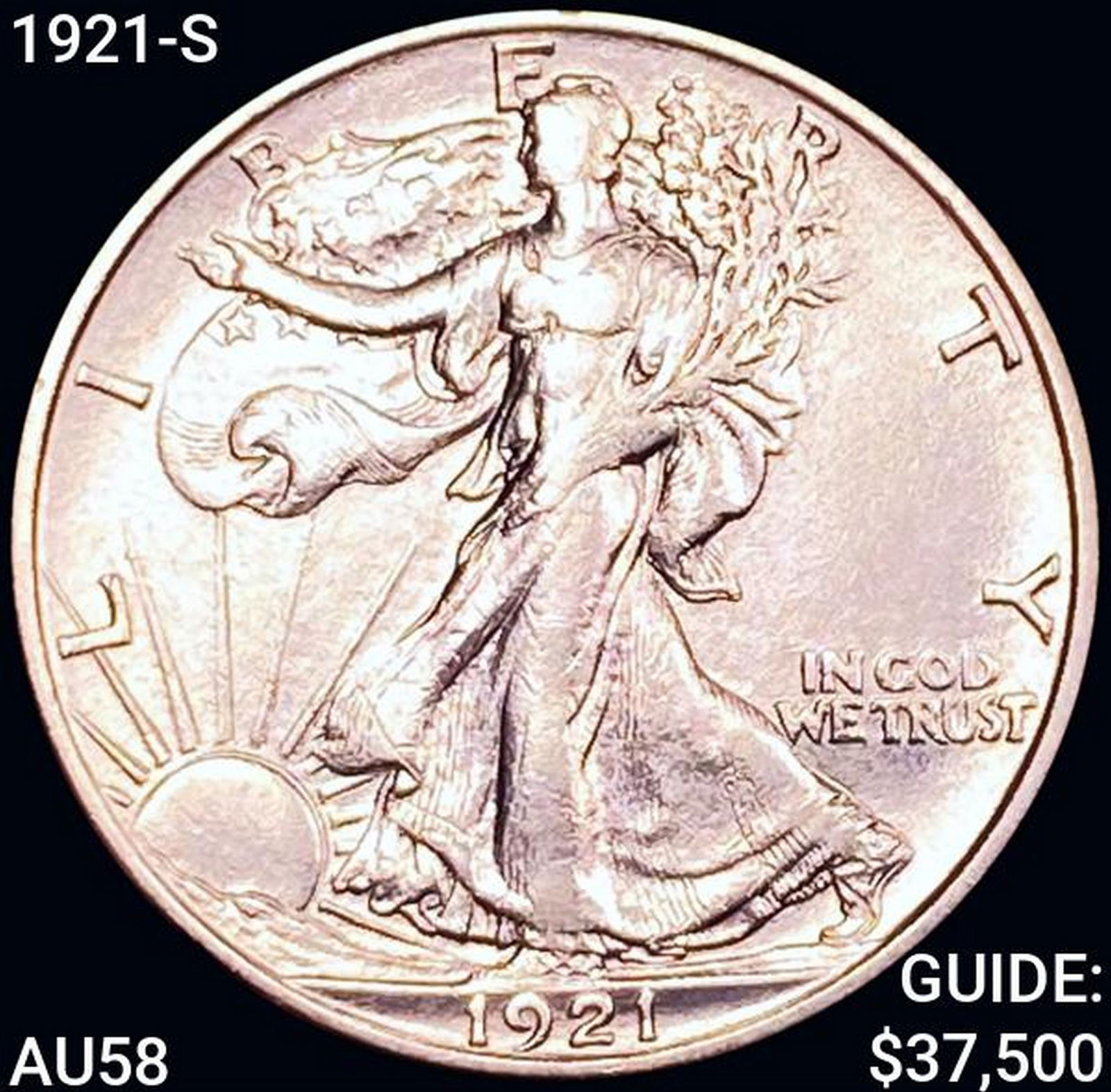 1921-S Walking Liberty Half Dollar CHOICE AU (1 of 2)