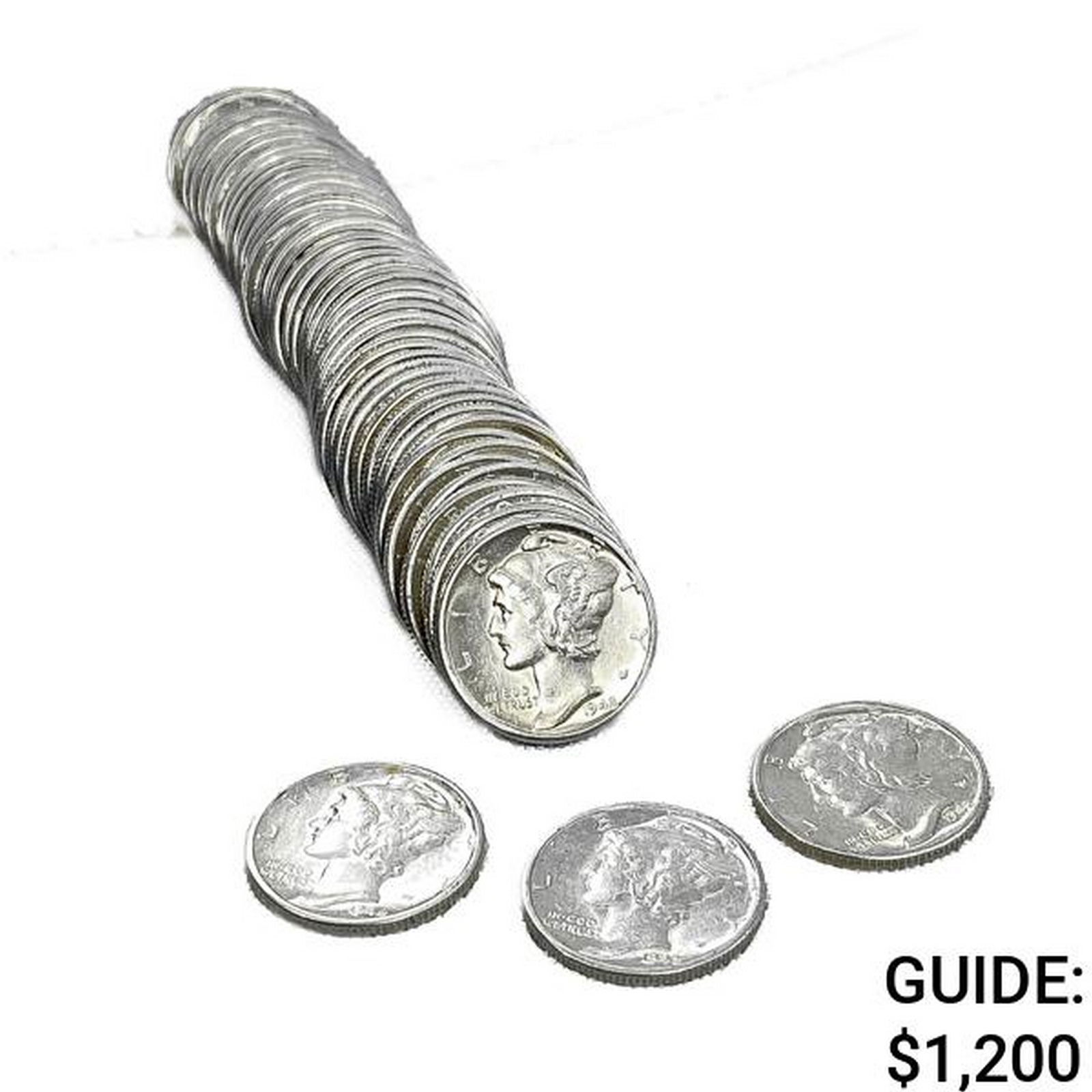 1942 Mercury Silver Dimes Roll (20 Coins): 1942 Mercury Silver Dimes Roll (20 Coins)