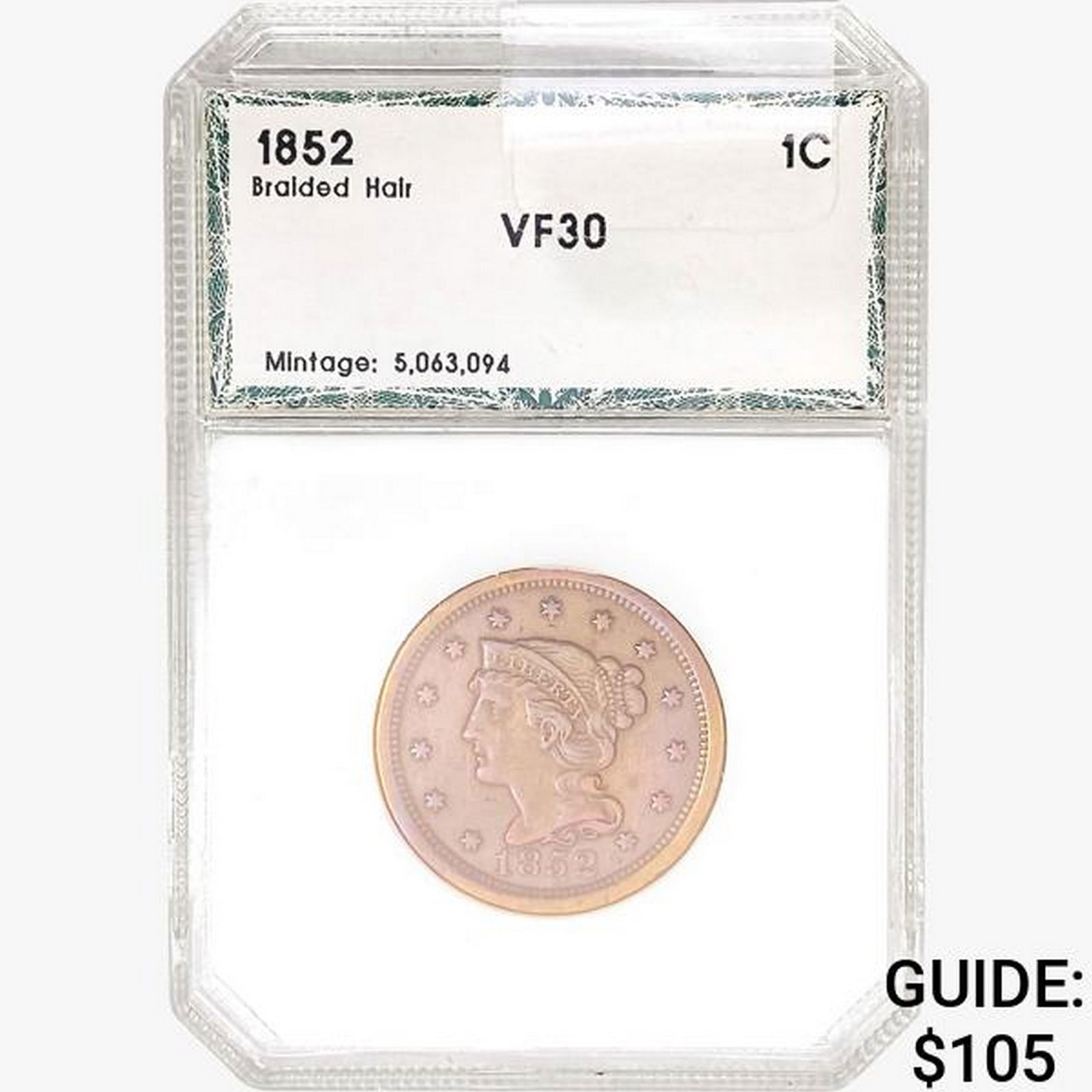 1852 Braided Hair Large Cent PCI VF30 (1 of 2)