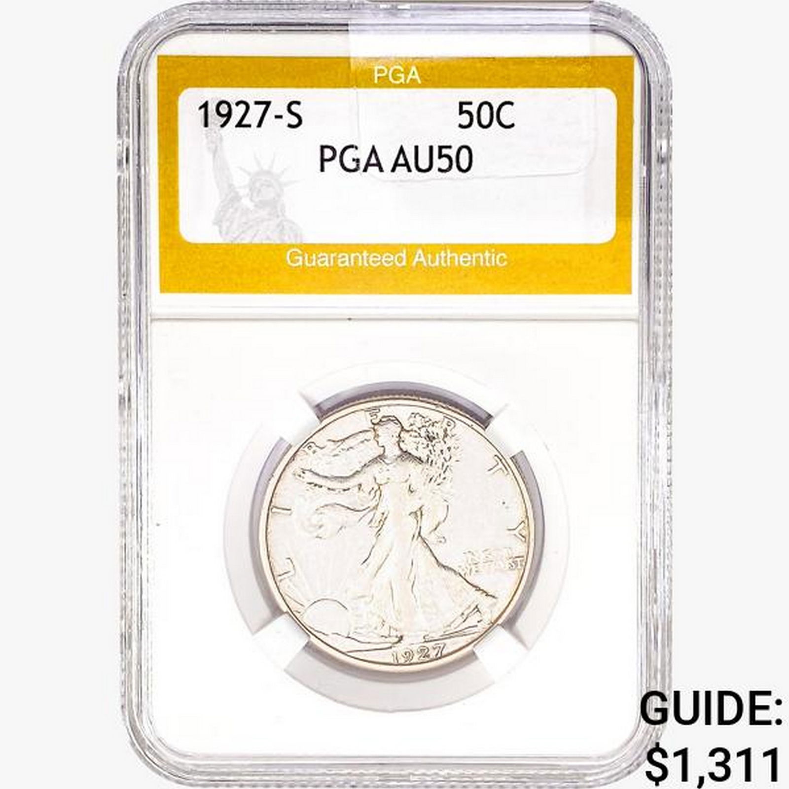 1927-S Walking Liberty Half Dollar PGA AU50 (1 of 2)