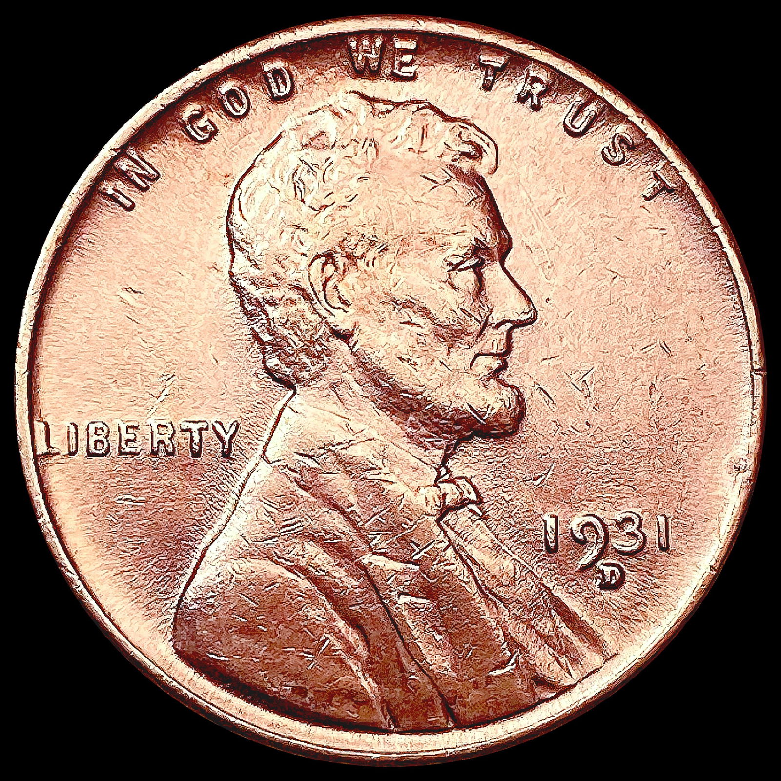 1931-D RED Wheat Cent CHOICE BU (1 of 2)