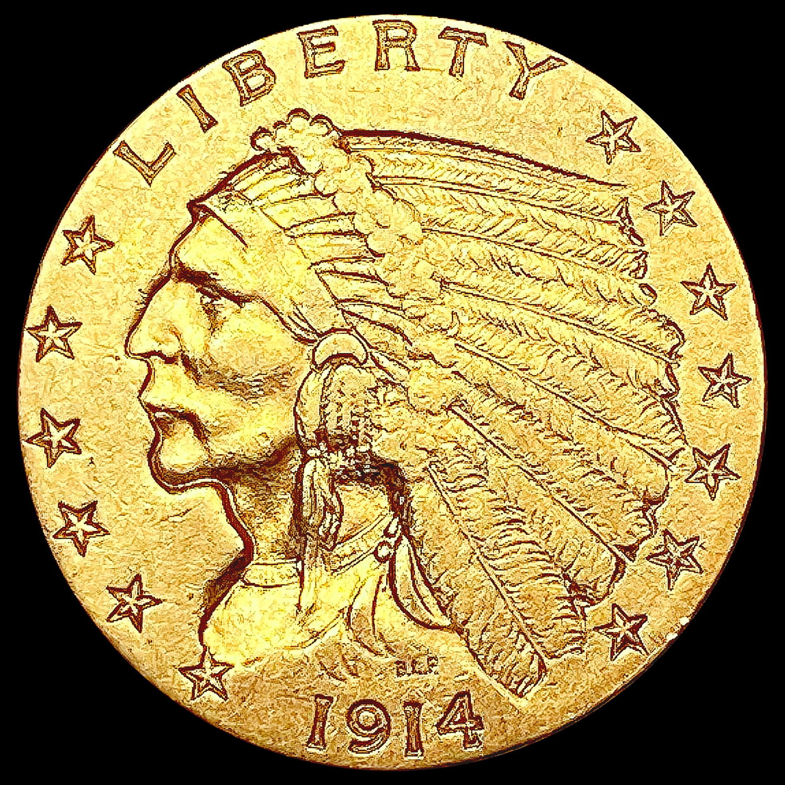1914 $2.50 Gold Quarter Eagle NEARLY UNCIRCULATED (1 of 2)