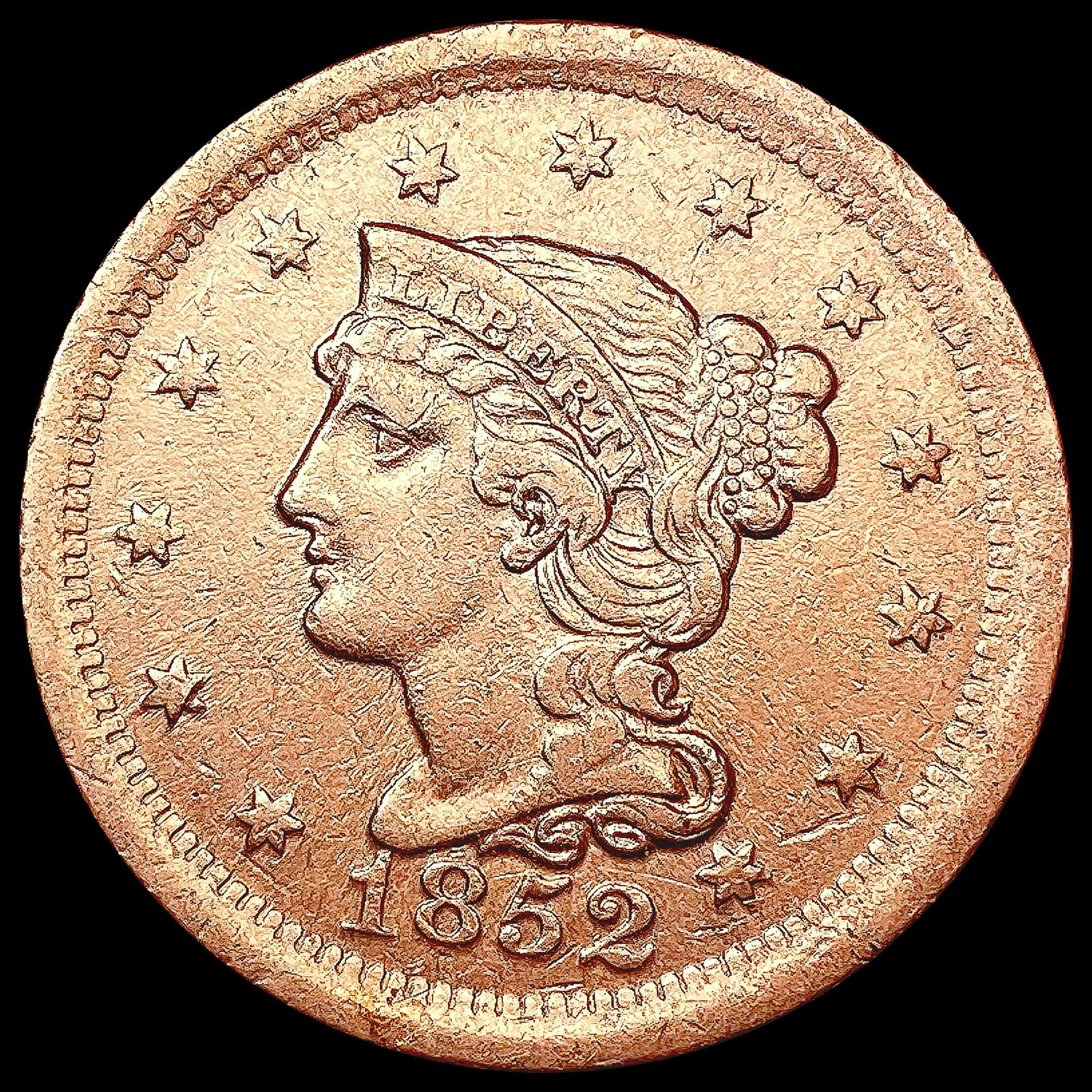 1852 Braided Hair Large Cent CLOSELY UNCIRCULATED (1 of 2)