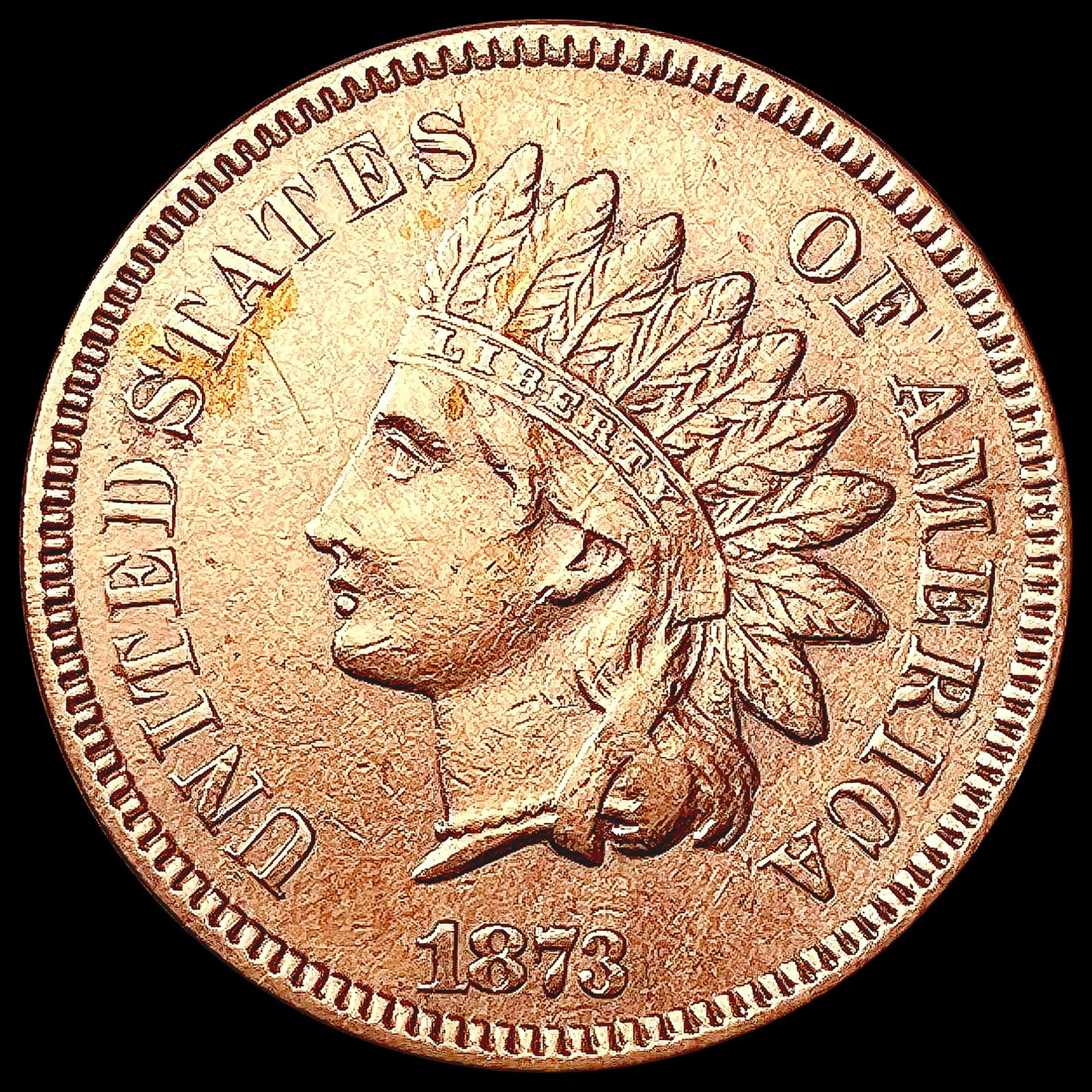 1873 RED Indian Head Cent CHOICE BU (1 of 2)