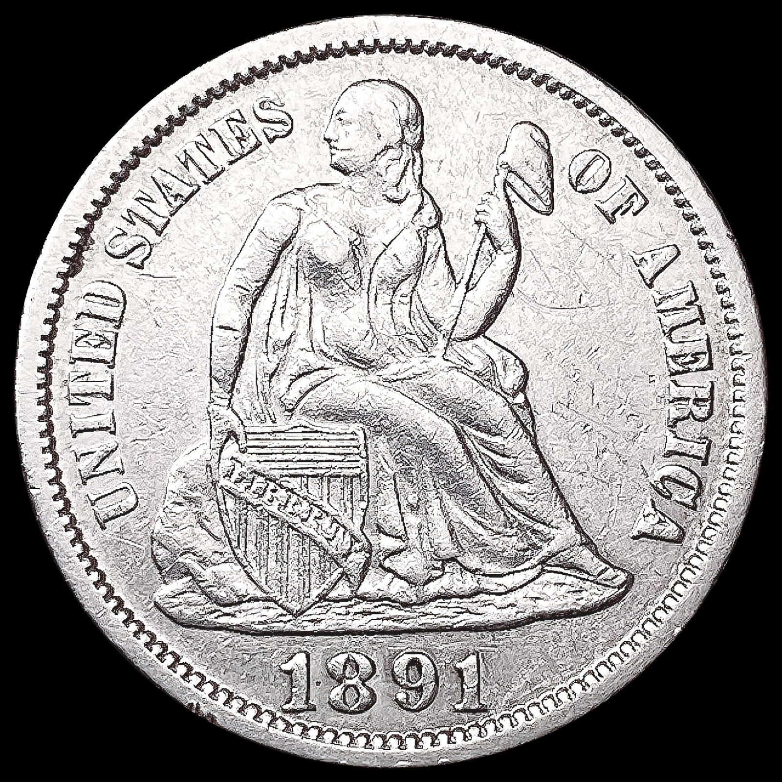 1891 Seated Liberty Dime CLOSELY UNCIRCULATED (1 of 2)