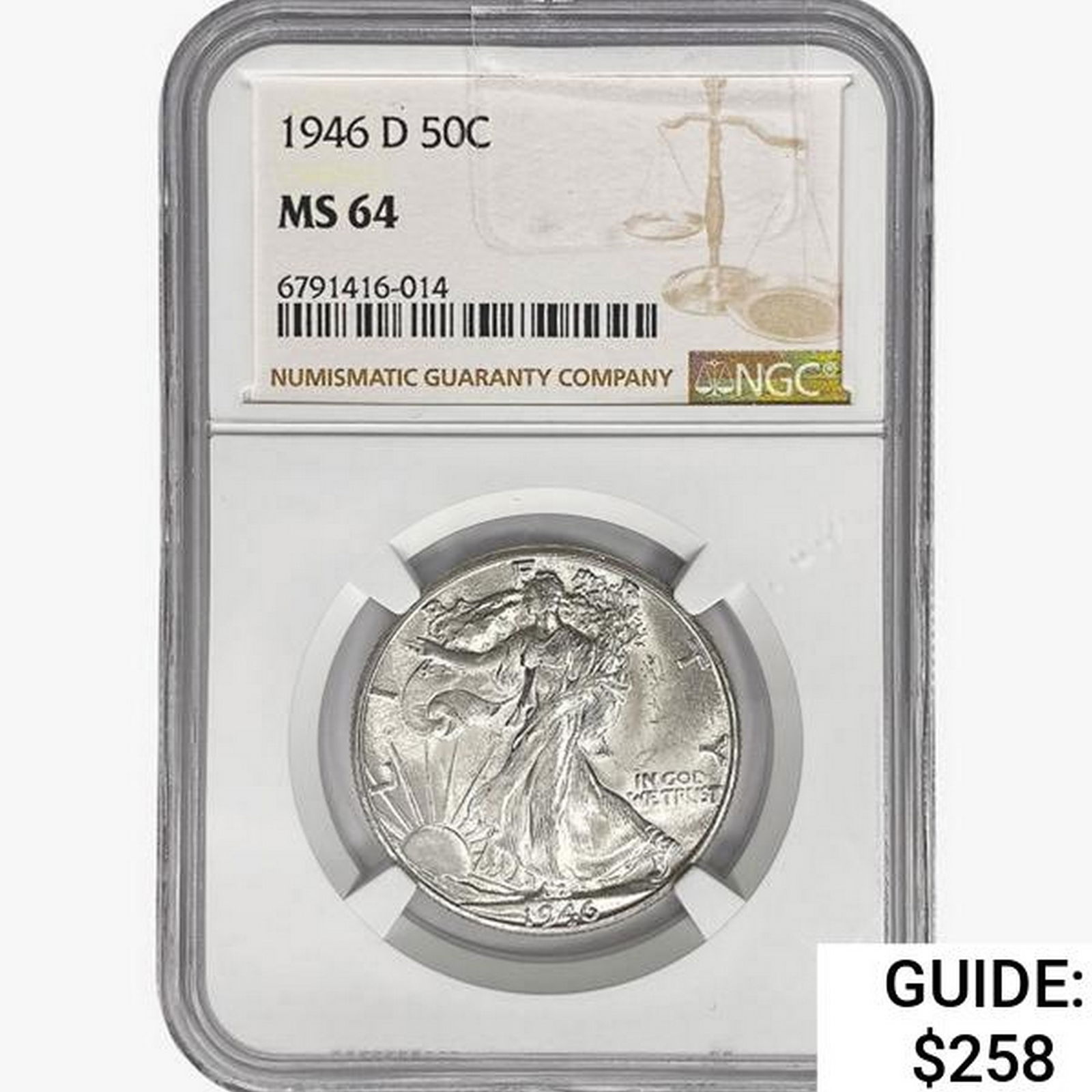 1946-D Walking Liberty Half Dollar NGC MS64 (1 of 2)