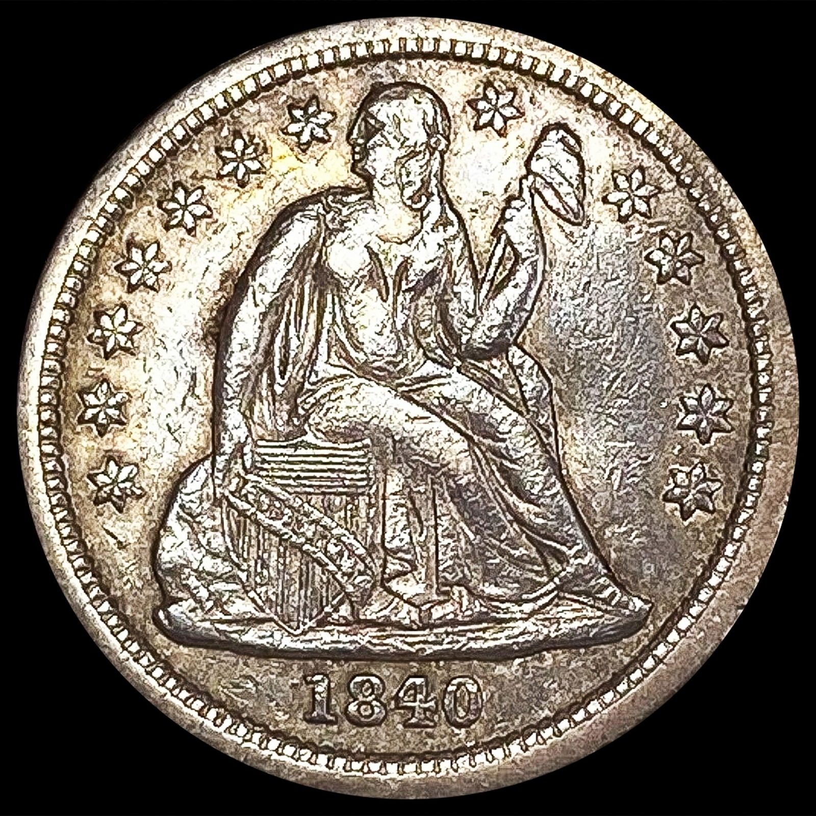 1840 W/ Drapery Seated Liberty Dime CLOSELY UNCIRCULATED (1 of 2)