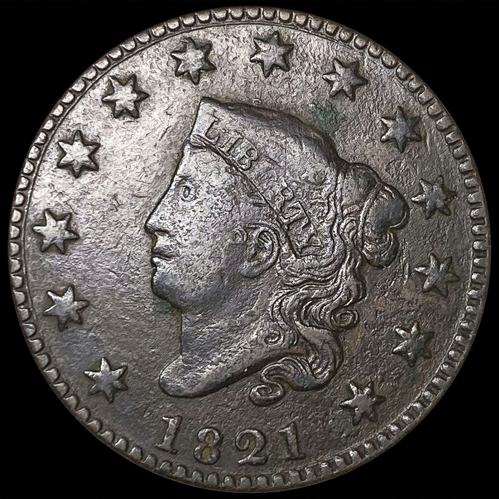 1821 Coronet Head Large Cent NICELY CIRCULATED (1 of 2)