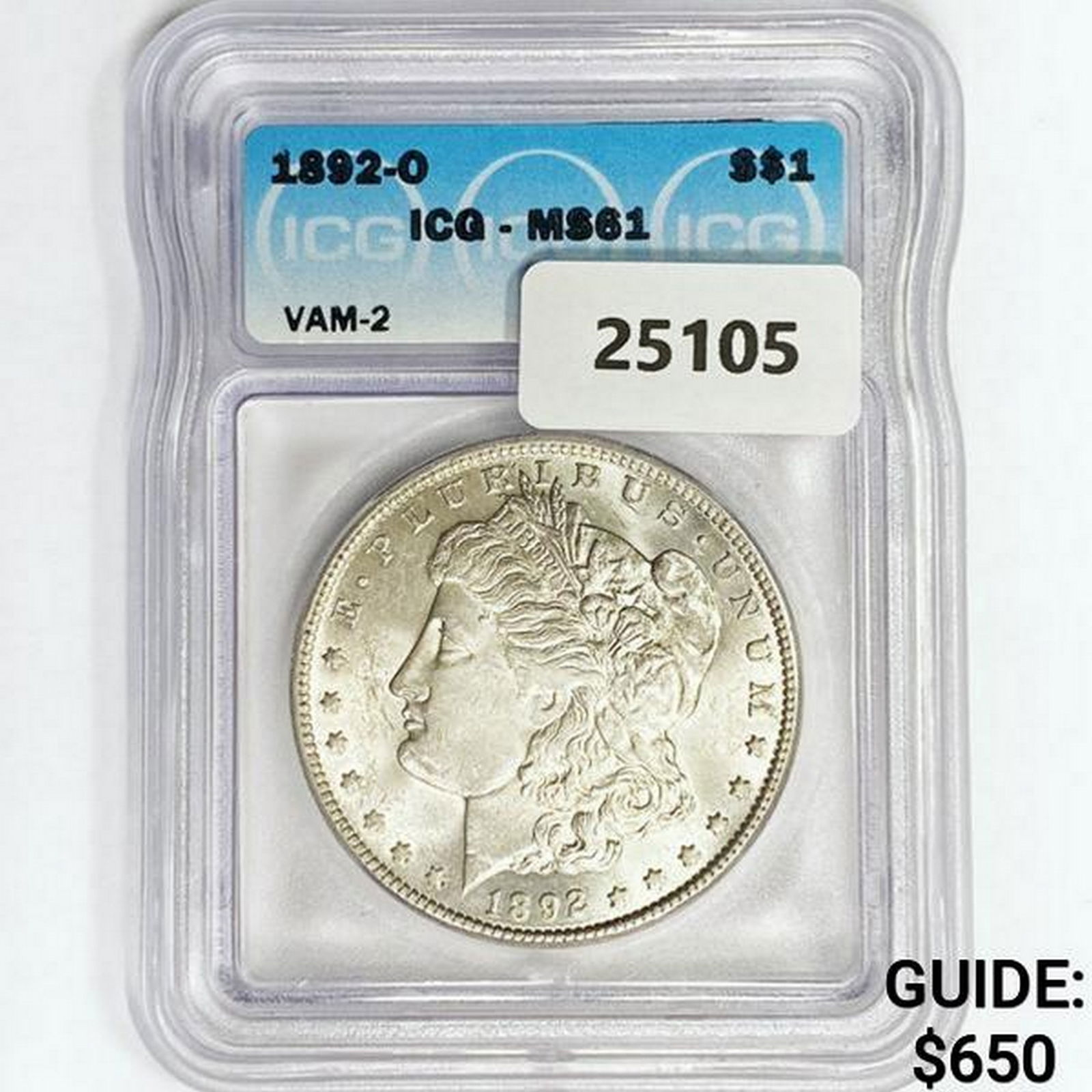 1892-O Morgan Silver Dollar ICG MS61 VAM-2 (1 of 2)
